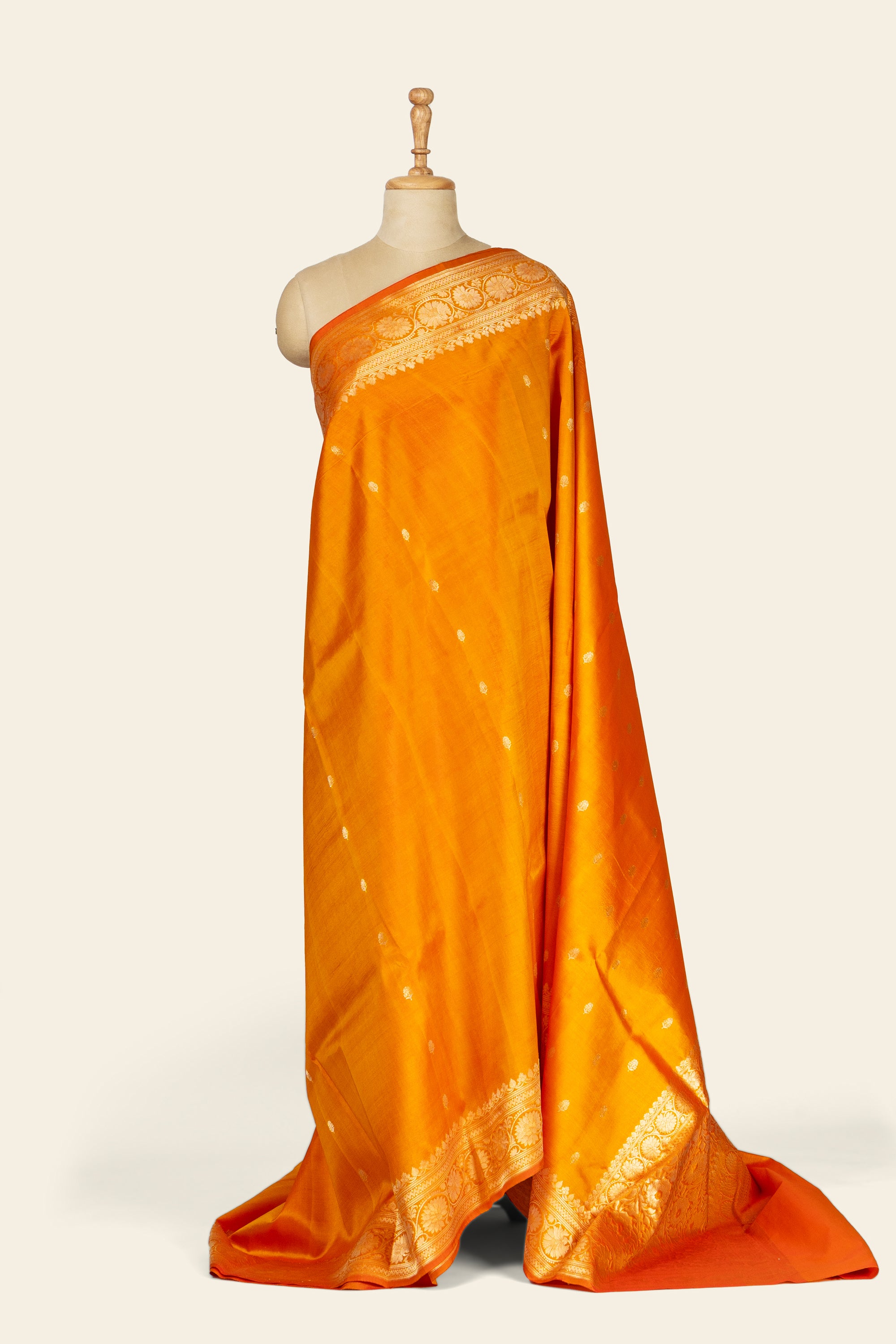 Sunrise Orange Kadwa Benarasi Silk Saree