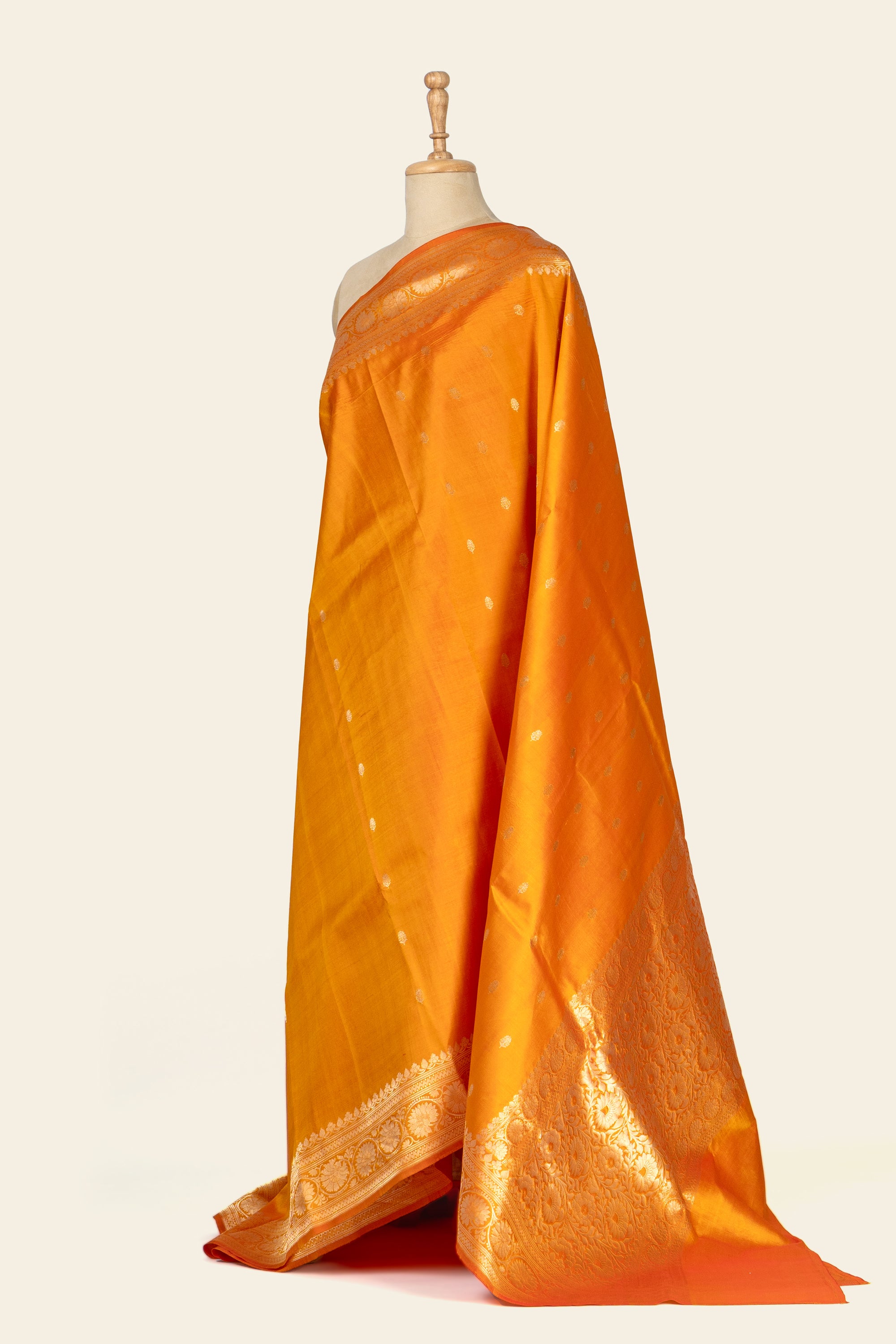Sunrise Orange Kadwa Benarasi Silk Saree