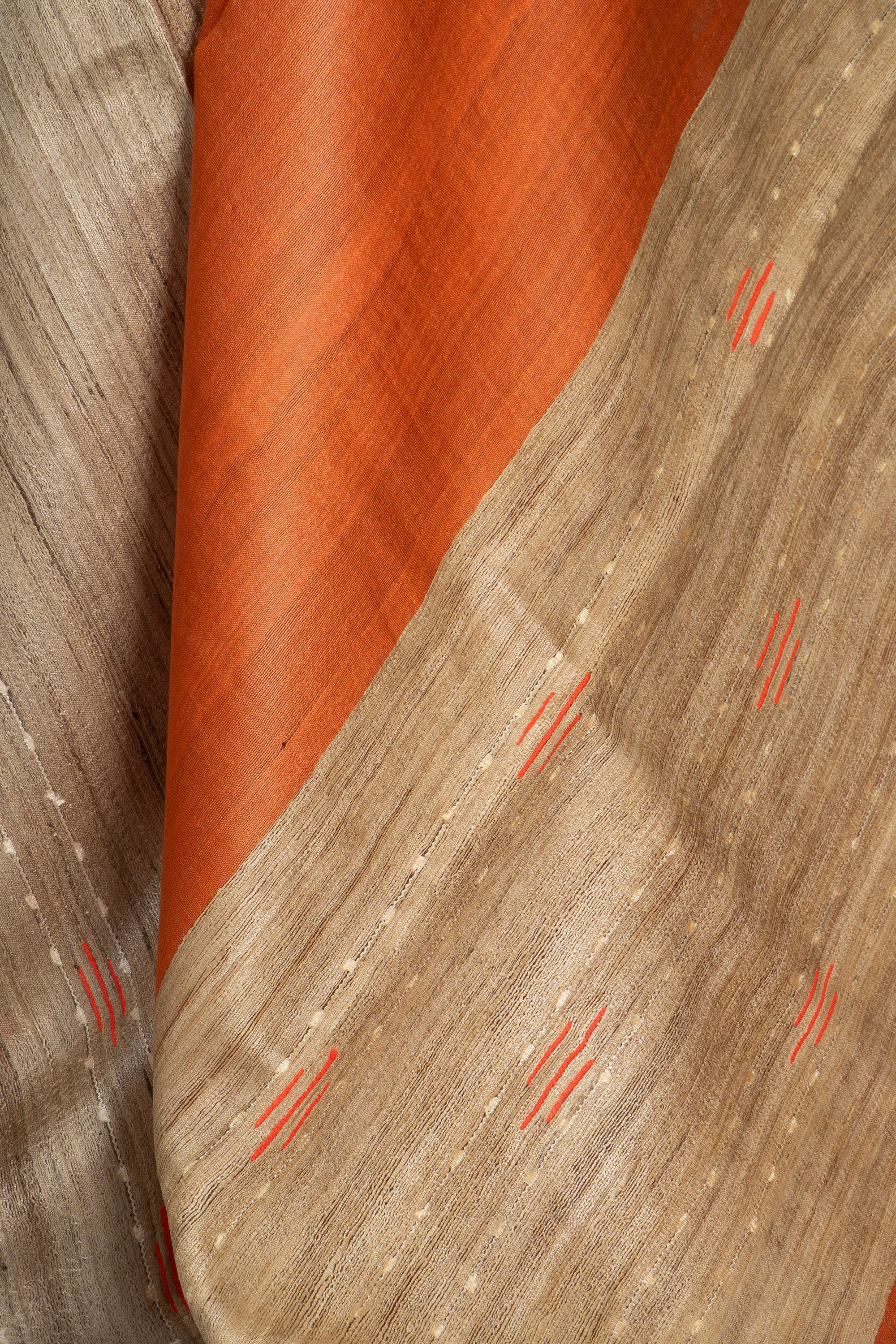 Beige Cream Chhattisgarh Ghicha Tussar Silk Saree