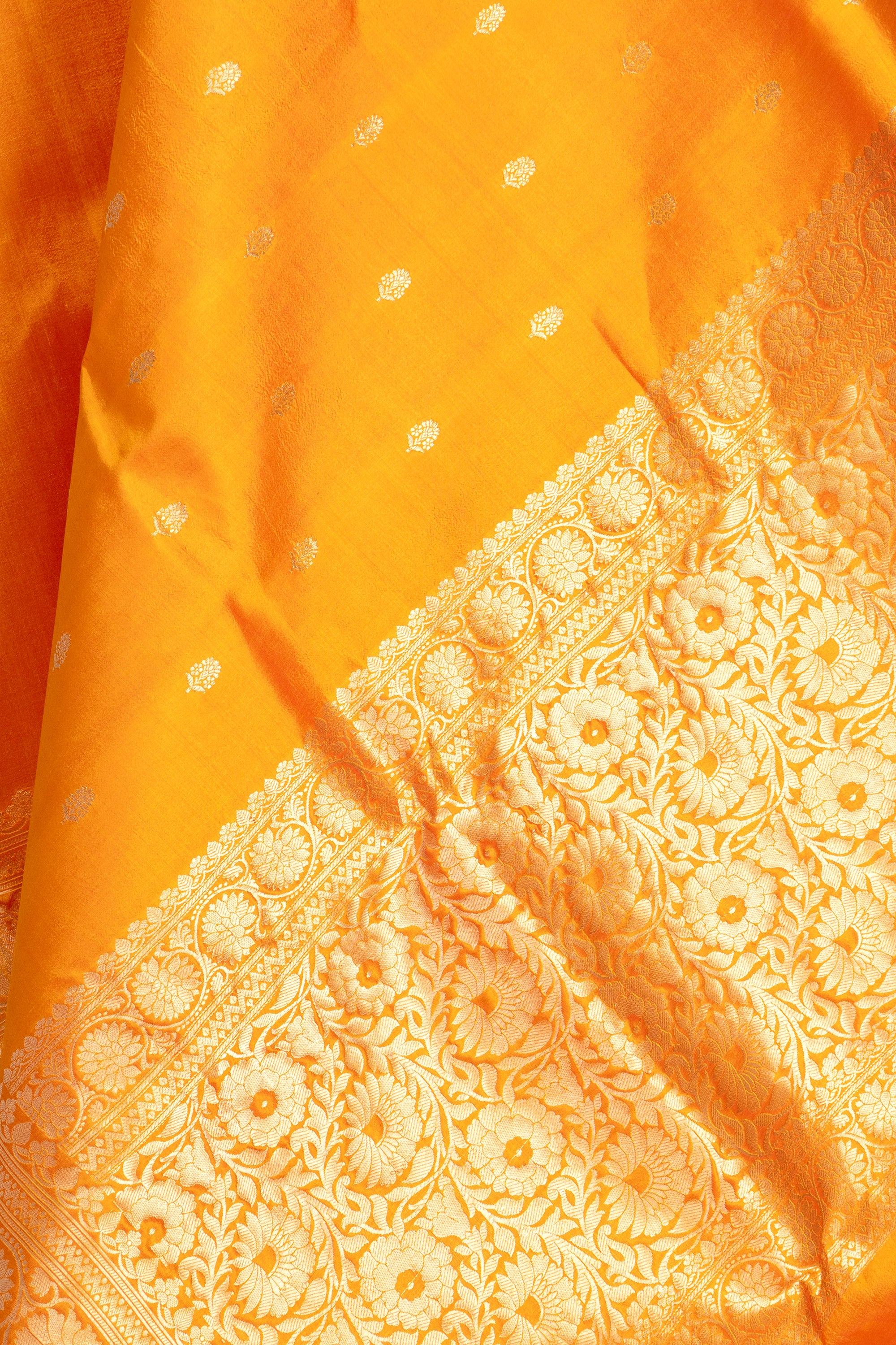 Sunrise Orange Kadhua Benarasi Silk Saree
