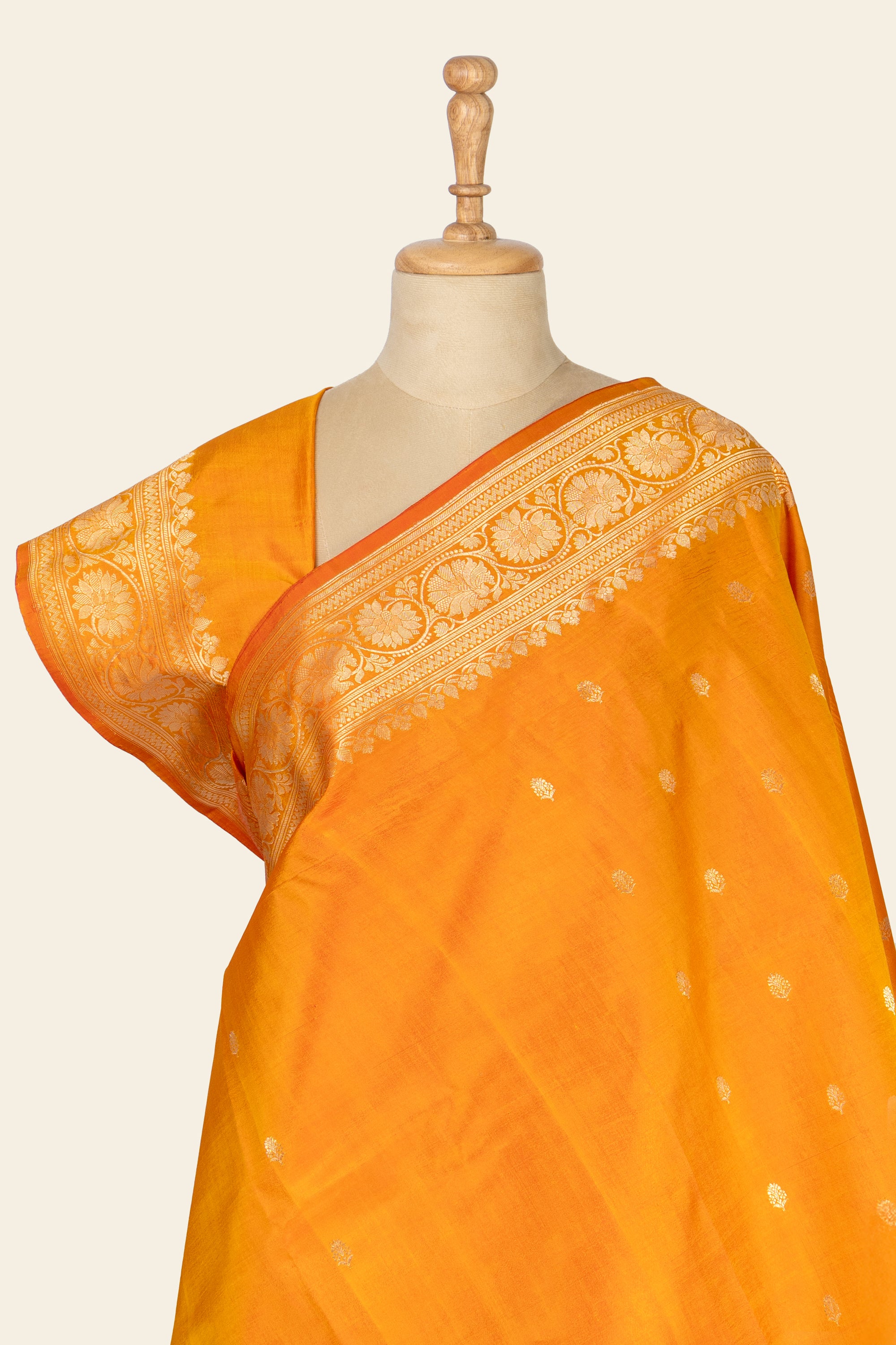 Sunrise Orange Kadhua Benarasi Silk Saree