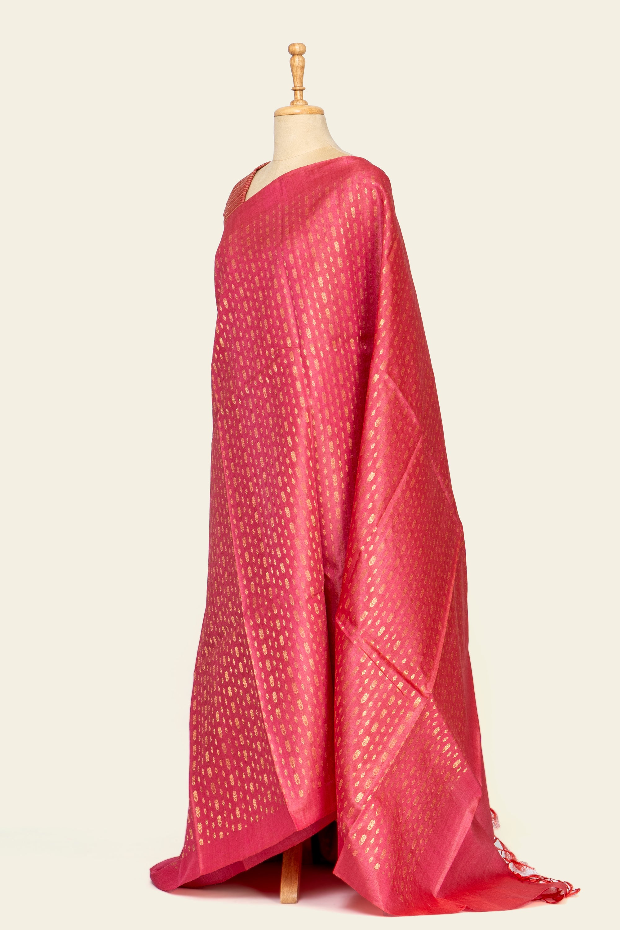 Bright Pink Chhattisgarh Pure Tussar Silk Saree