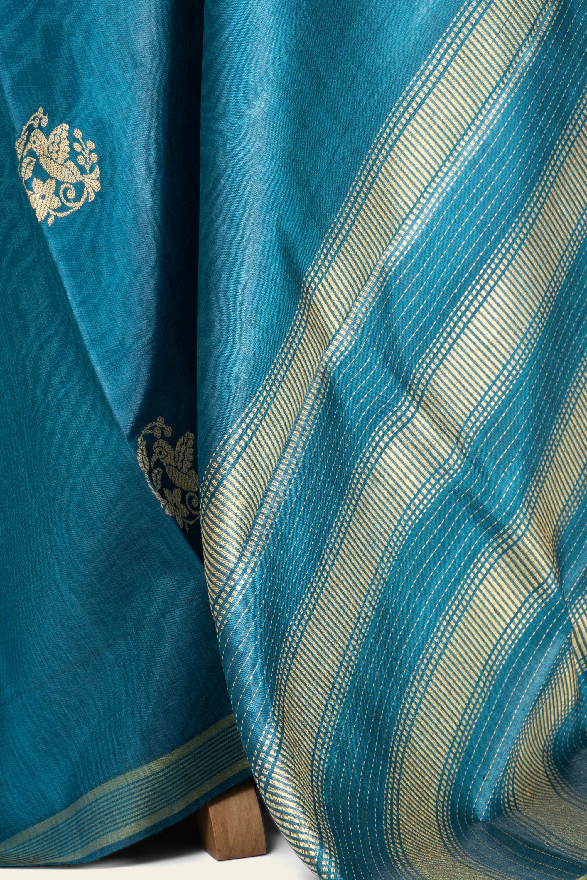 Cobalt Blue Chhattisgarh Pure Tussar Silk Saree
