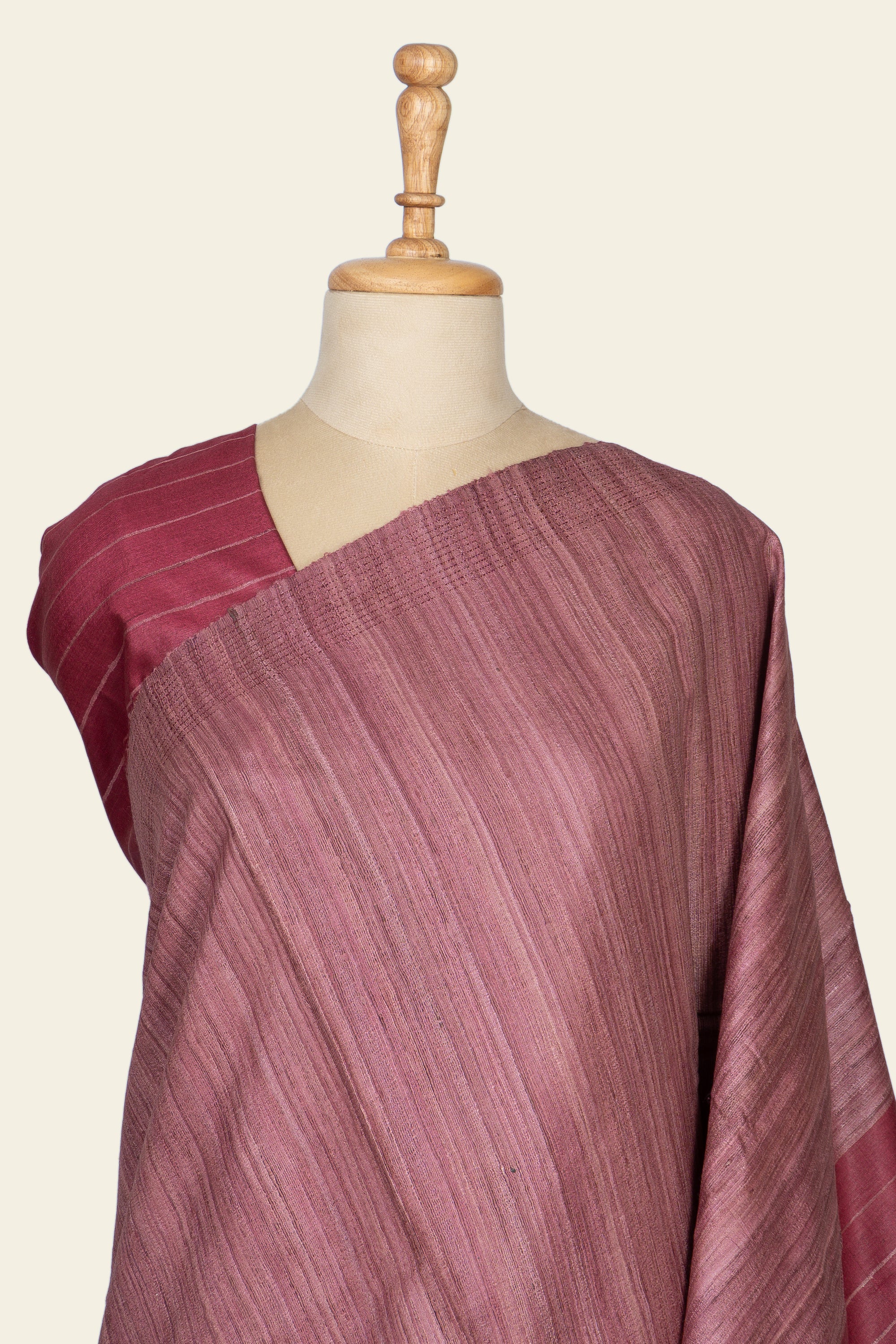 Mauve Pink Chhatisgarh Ghicha Tussar Silk Saree