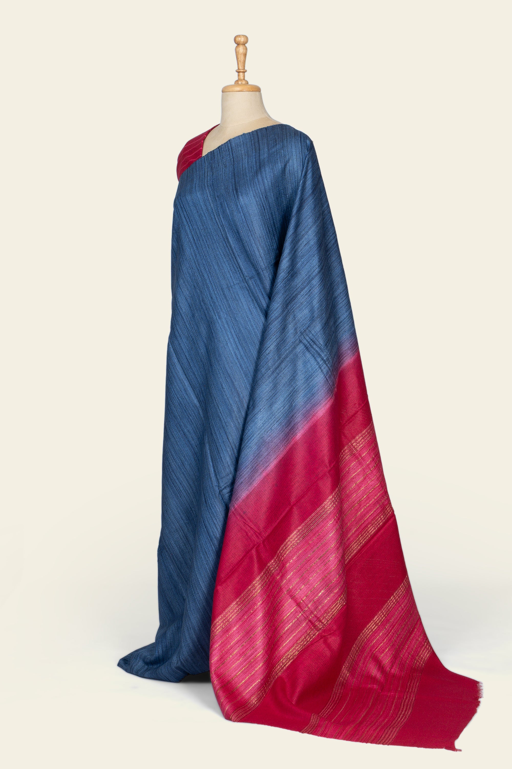 Blue Chhatisgarh Ghicha Tussar Silk Saree