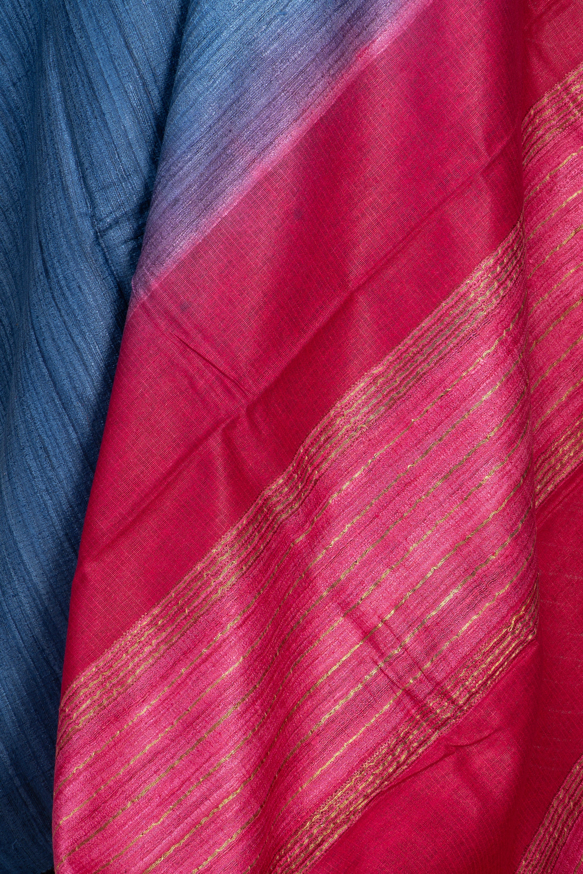 Blue Chhatisgarh Ghicha Tussar Silk Saree