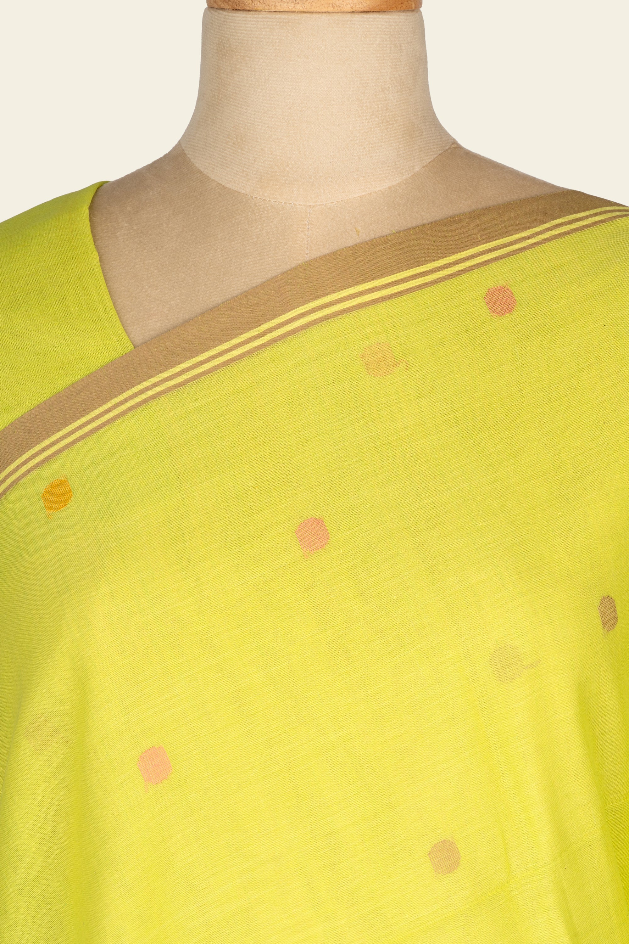 Lime Green Handwoven Floral Jamdani Bengal Cotton Saree