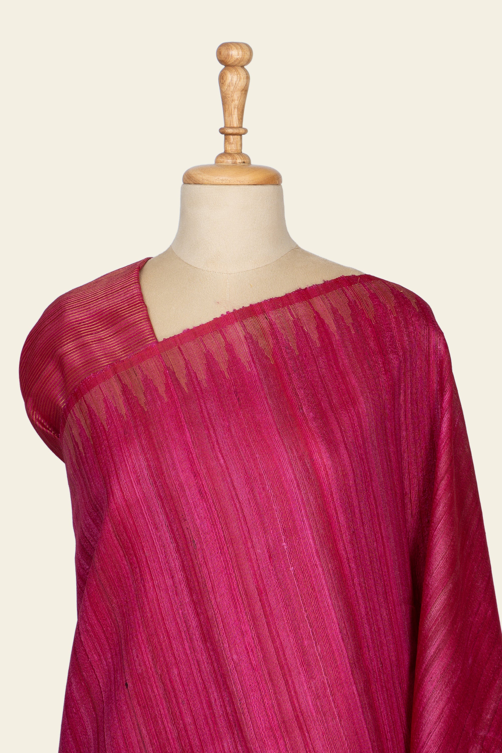 Dark Pink Chattissgarh Ghicha Tussar Silk Saree