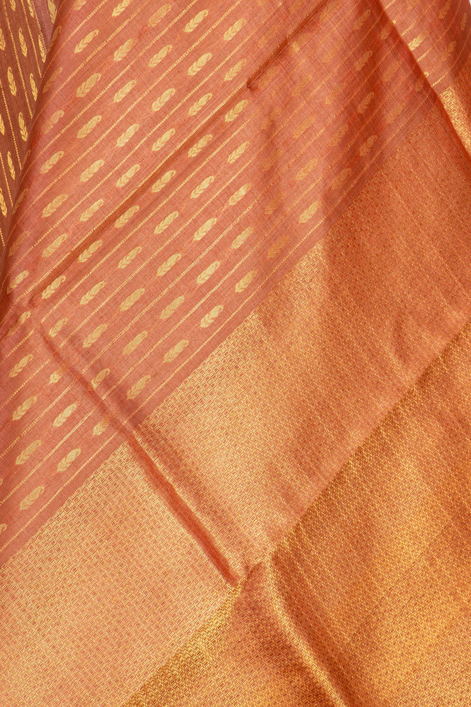 Rust Orange Chhattisgarh Pure Tussar Silk Saree