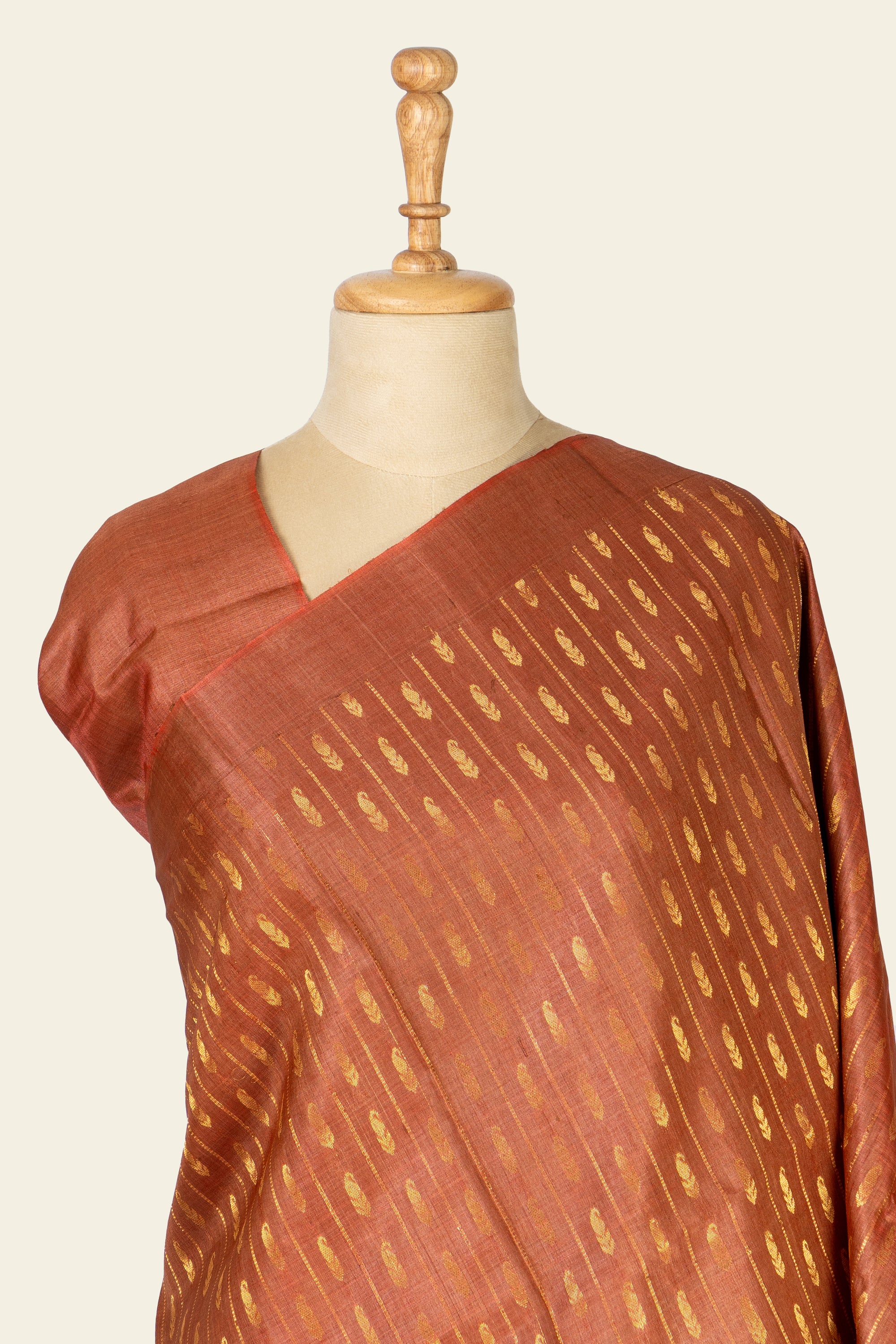 Rust Orange Chhattisgarh Pure Tussar Silk Saree