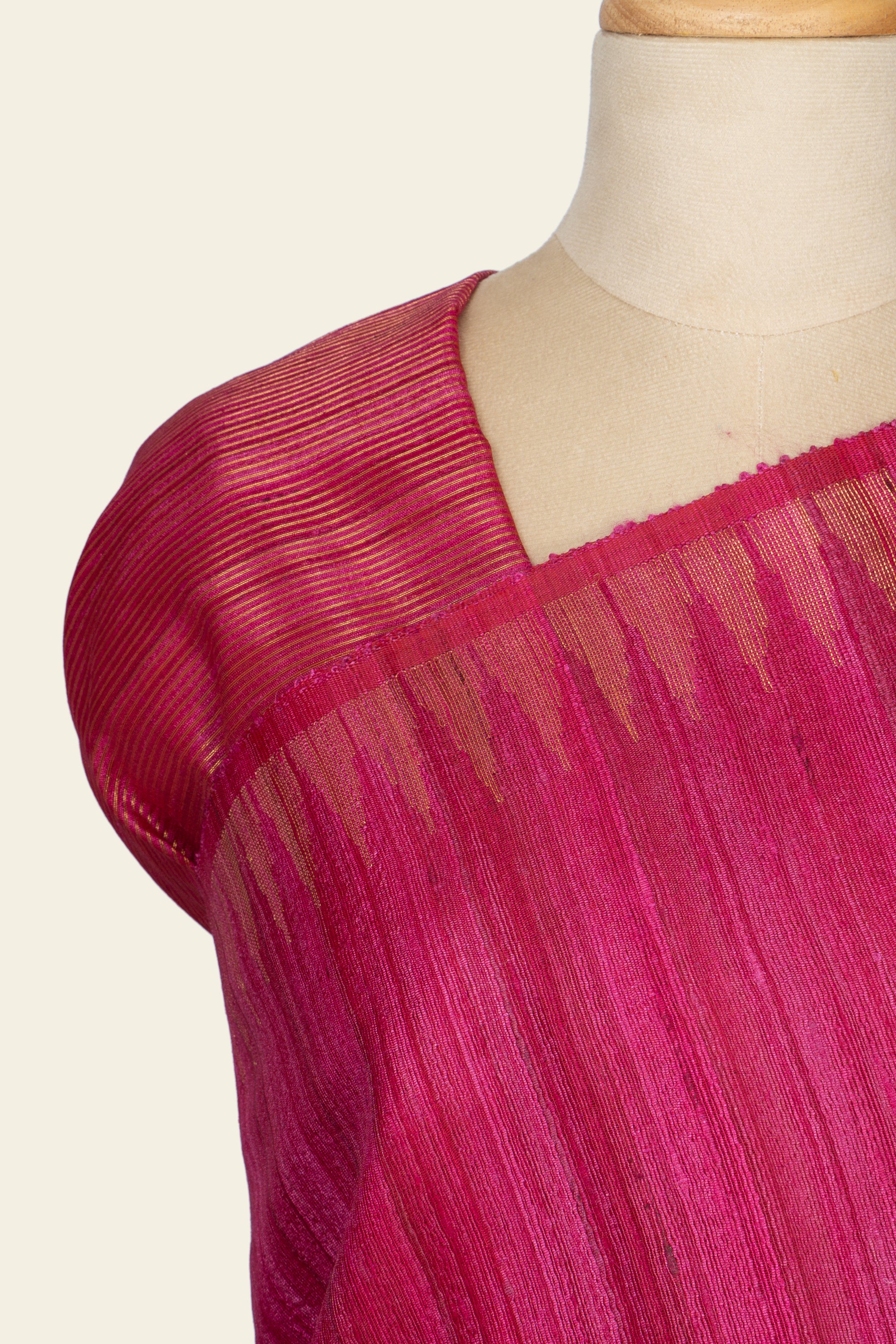 Dark Pink Chattissgarh Ghicha Tussar Silk Saree