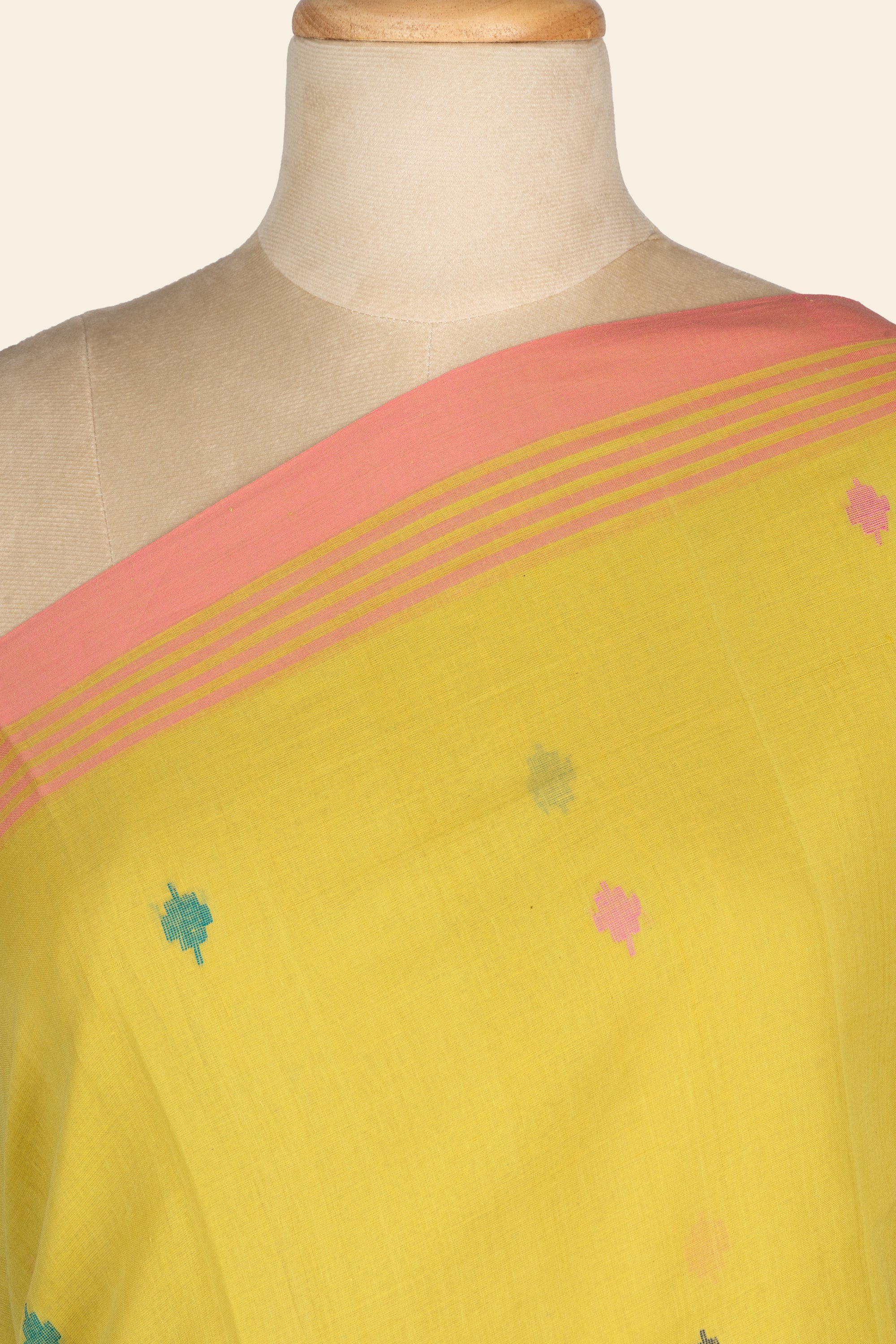 Mustard Yellow Handwoven Jamdani Bengal Cotton Saree