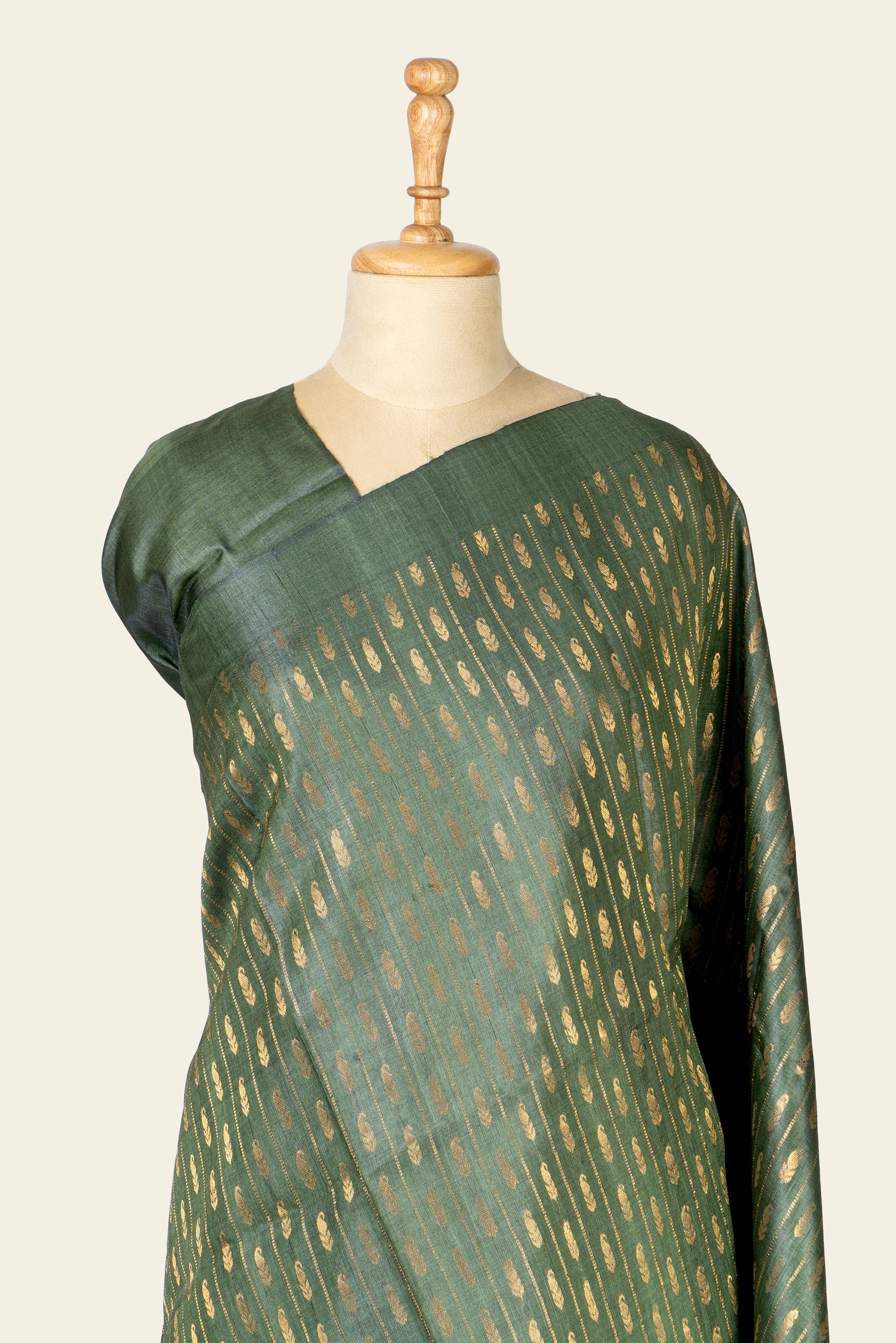 Mango leaf Green Chhattisgarh Pure Tussar Silk Saree