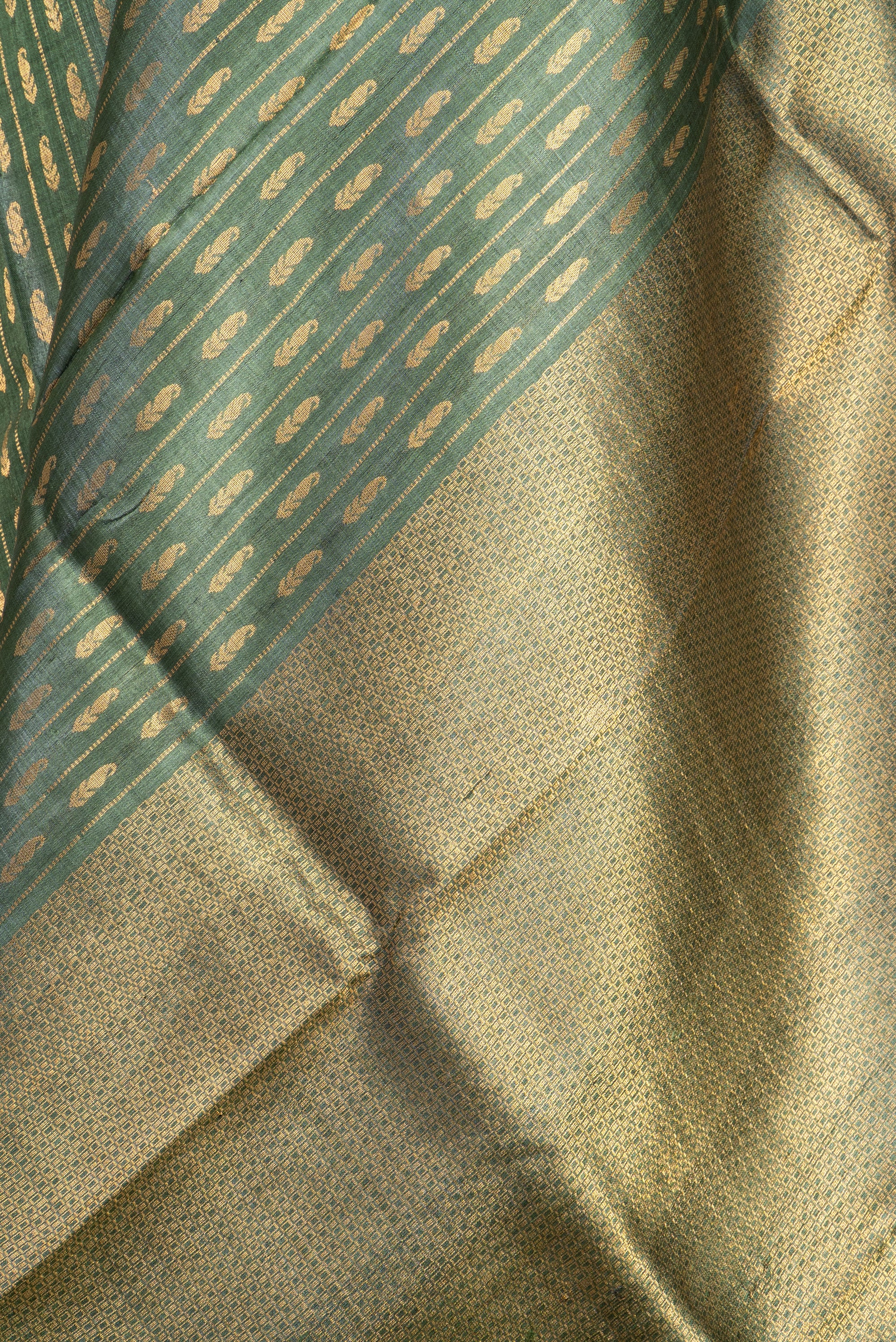 Mango leaf Green Chhattisgarh Pure Tussar Silk Saree