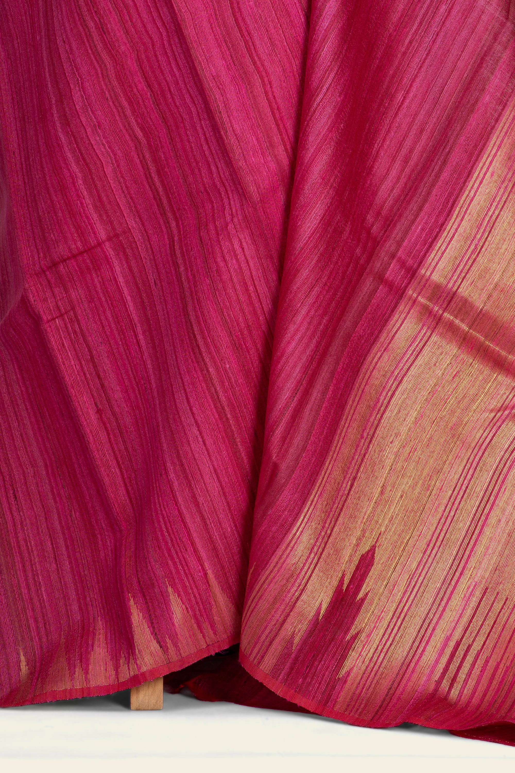 Dark Pink Chattissgarh Ghicha Tussar Silk Saree