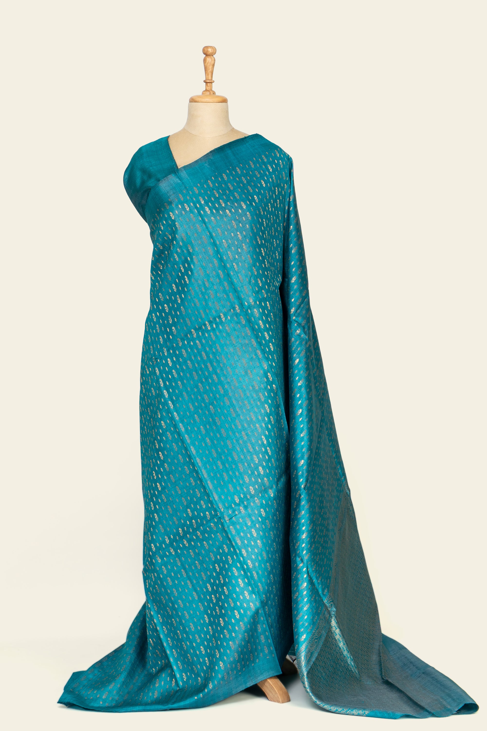 Turquoise Blue Chhattisgarh Pure Tussar Silk Saree
