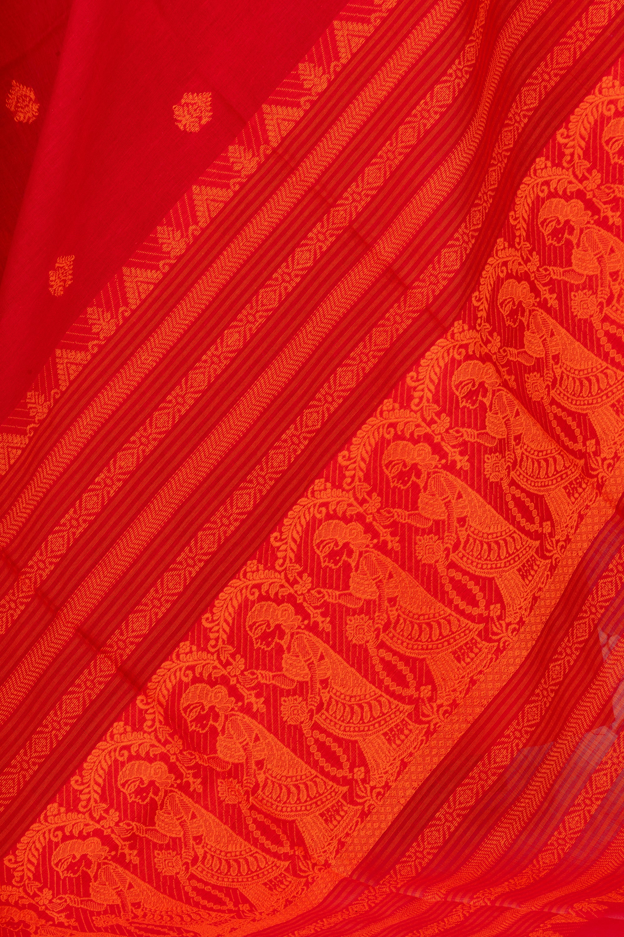Red Baluchuri Handwoven Bengal Cotton Saree