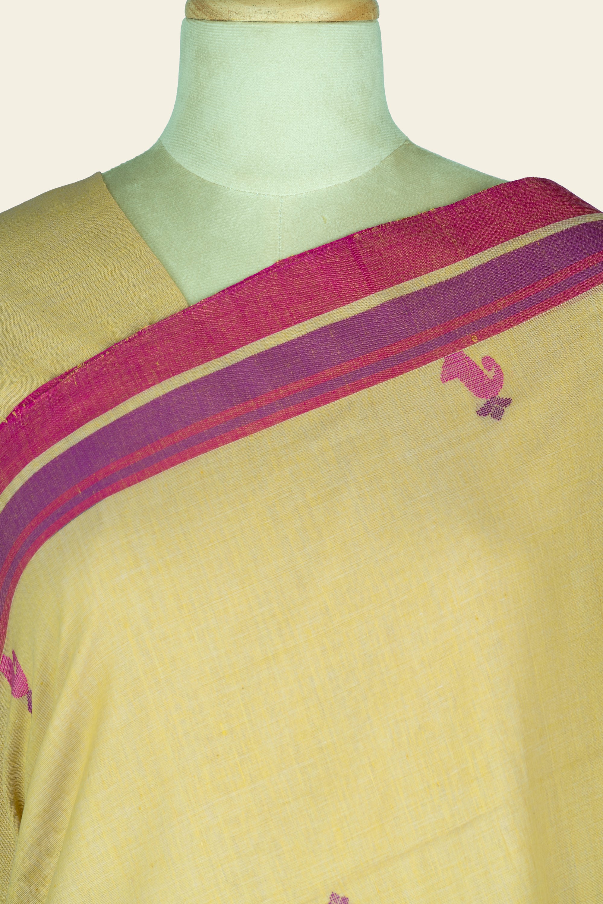 Lemon Yellow Handwoven Jamdani Bengal Cotton Saree