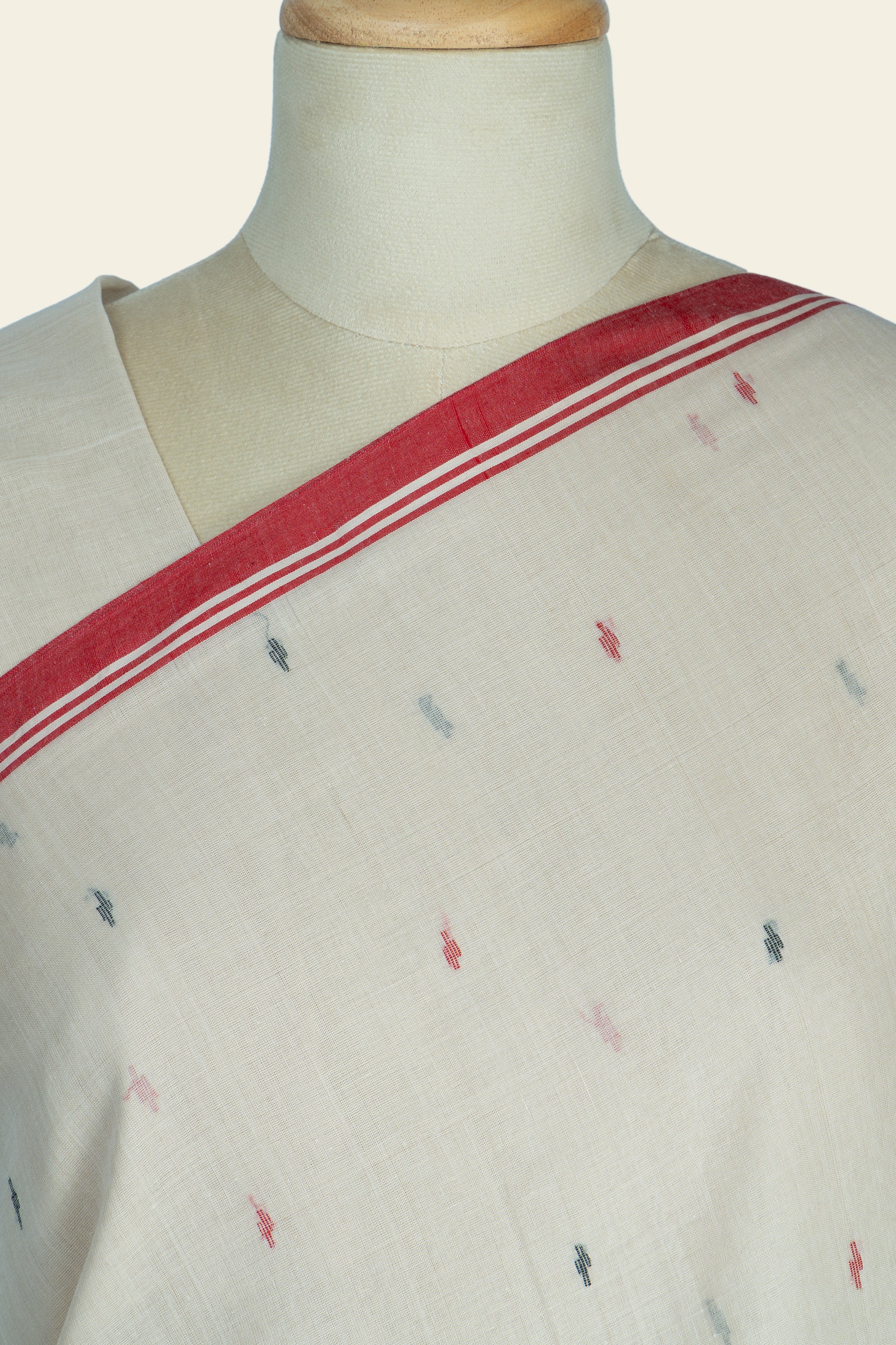Beige Bengal Jamdani Cotton Saree