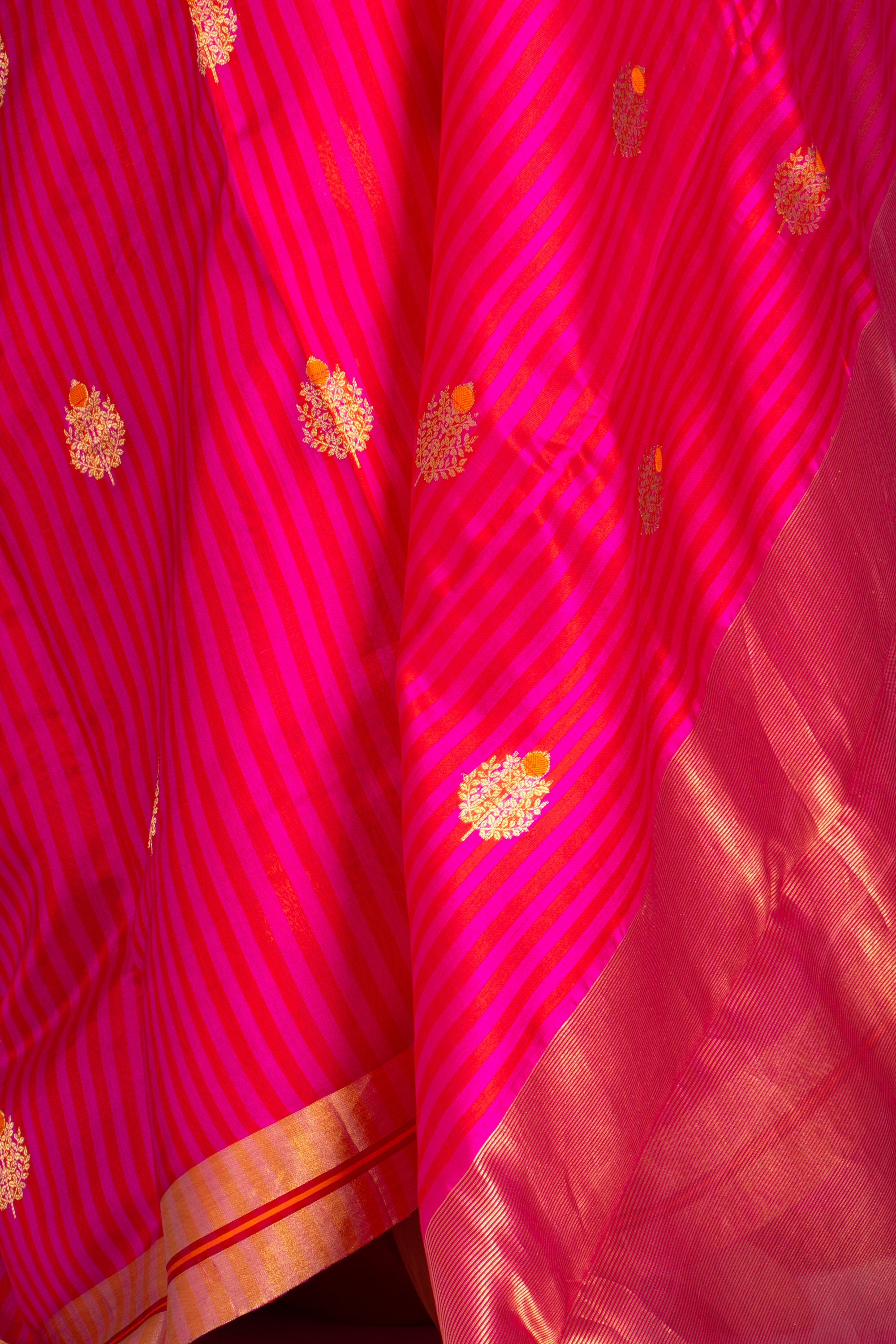 Pink Stripe Chanderi Silk Saree