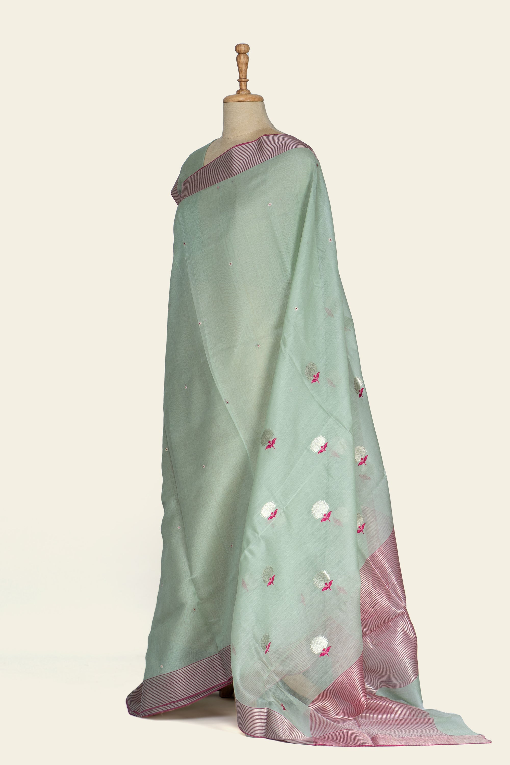 Aqua Green Chanderi Silk Cotton Saree