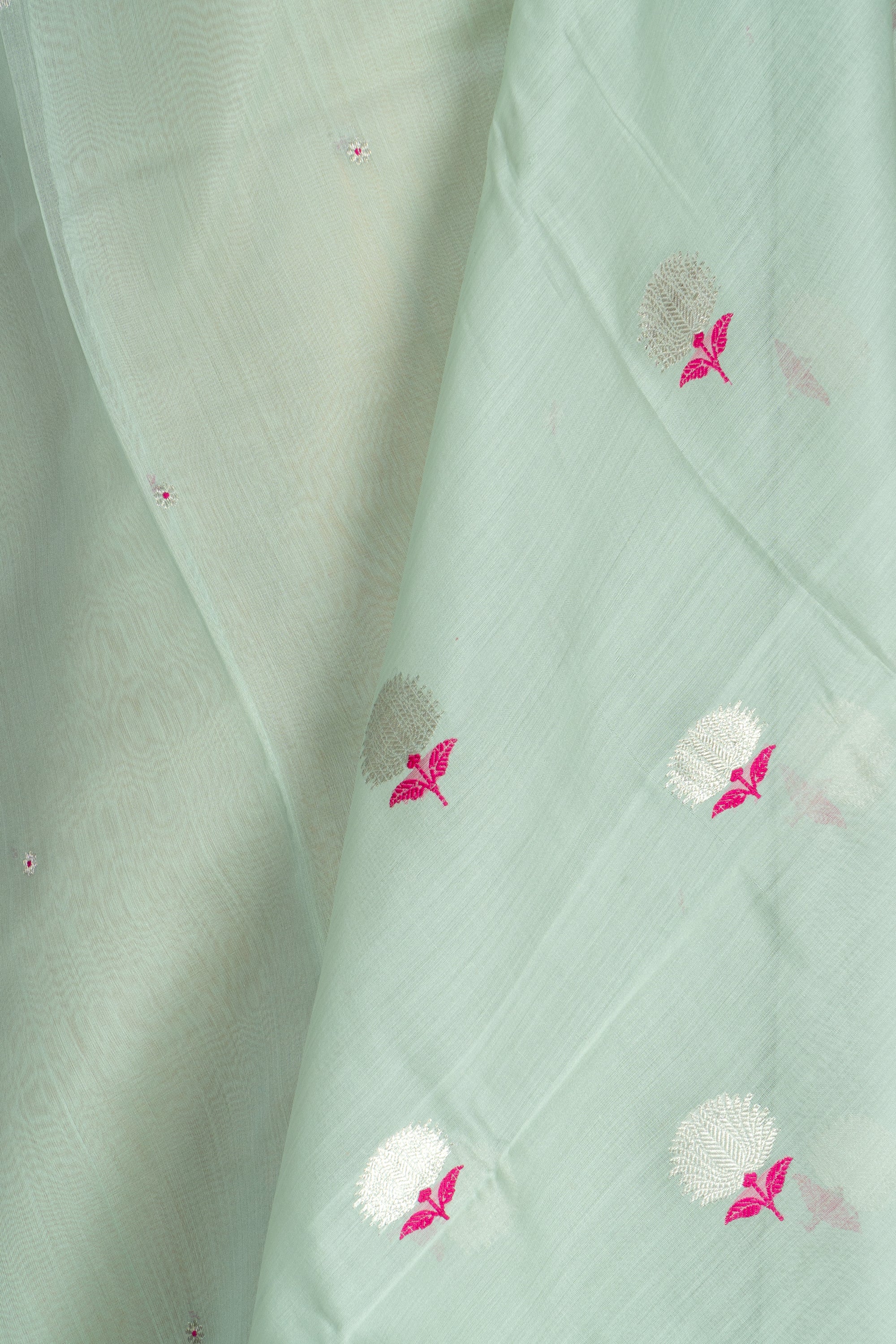 Aqua Green Chanderi Silk Cotton Saree