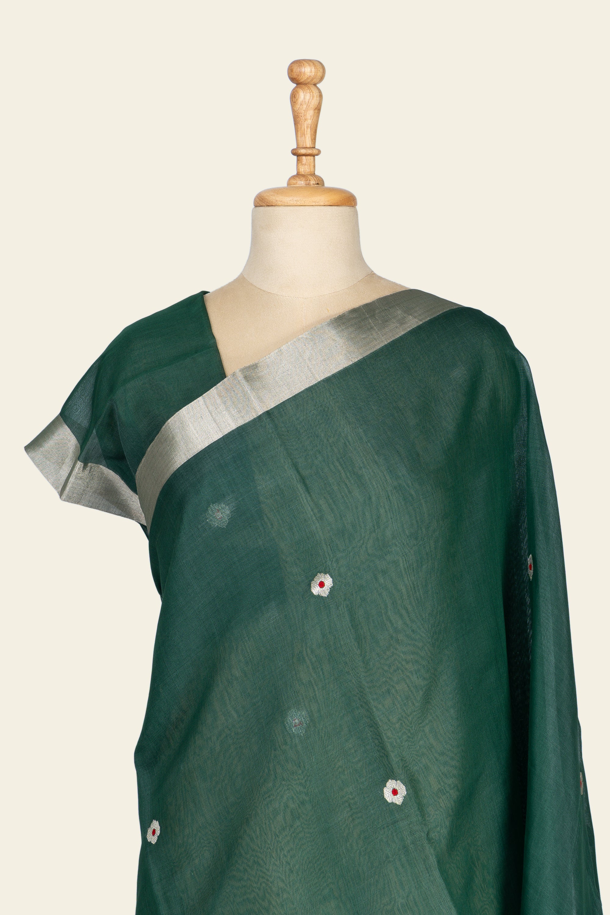 Leafy Green Chanderi Silk Cotton Saree