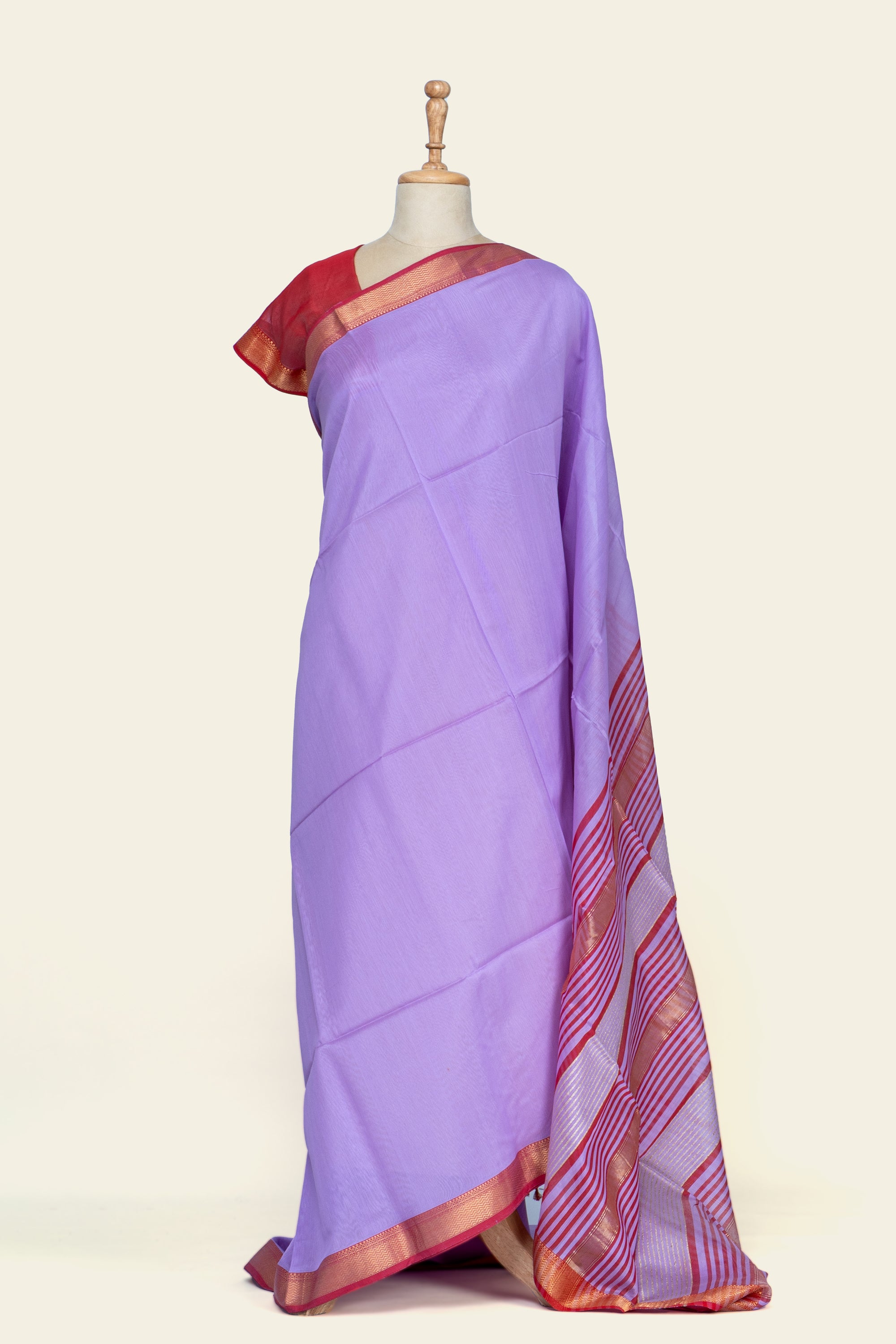 Purple Dobby Design Maheshwari Silk Cotton Saree