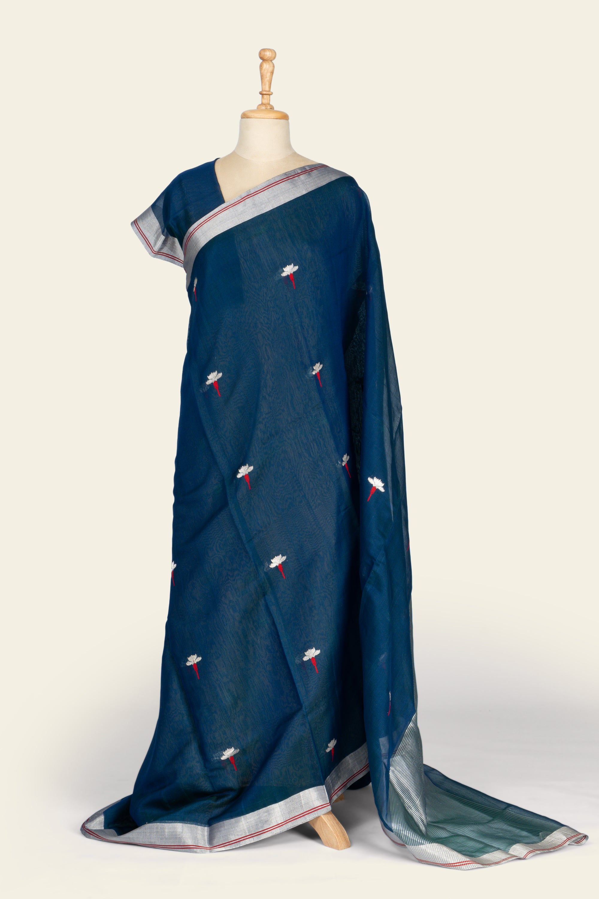 Peacock Blue Chanderi Silk Cotton Saree