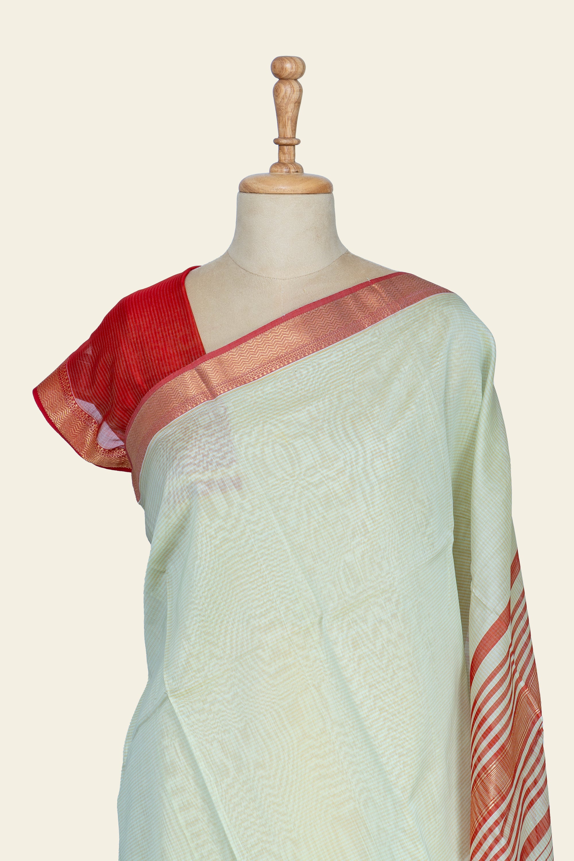 Soft Mint Green Dobby Design Maheshwari Silk Cotton Saree