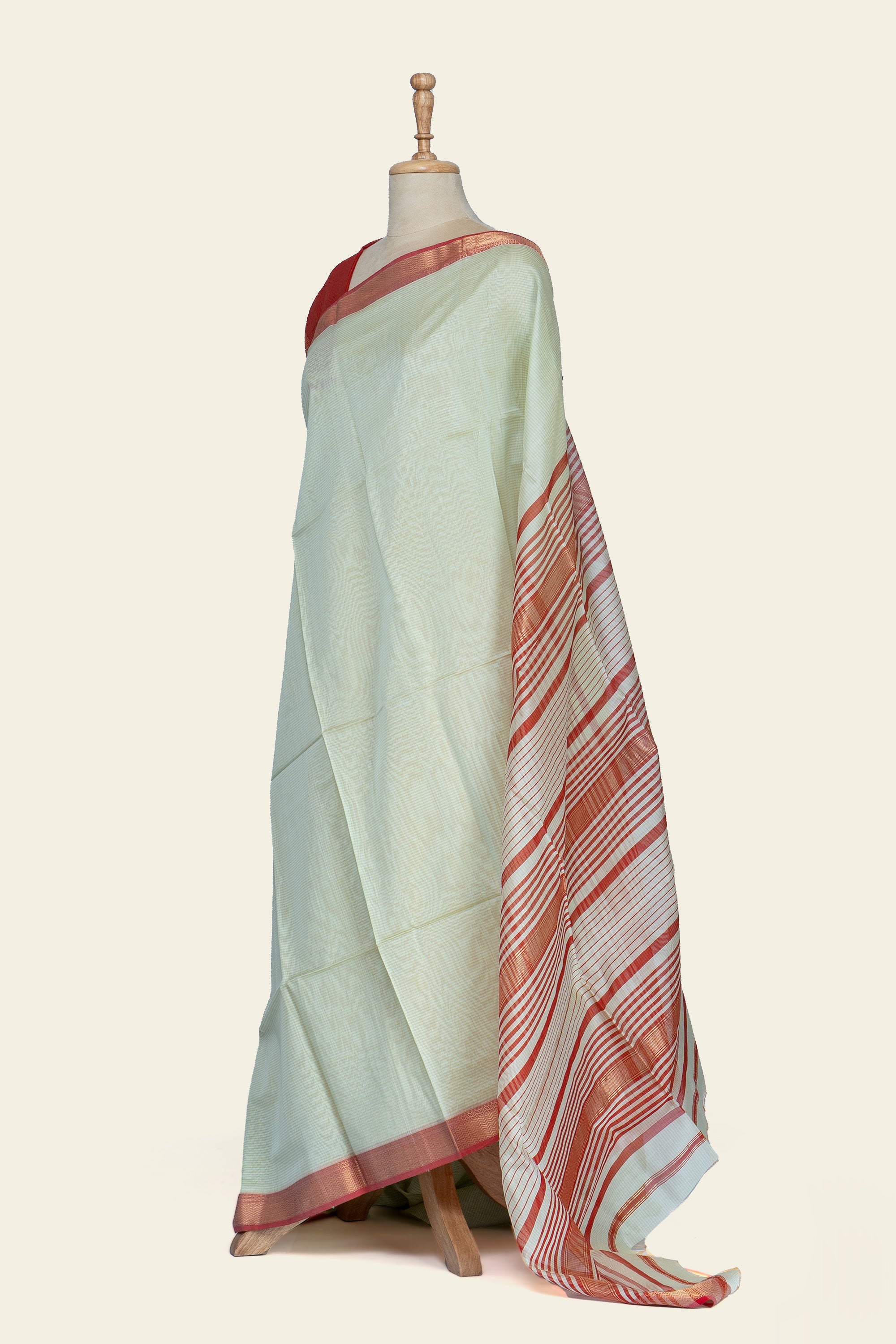 Soft Mint Green Dobby Design Maheshwari Silk Cotton Saree