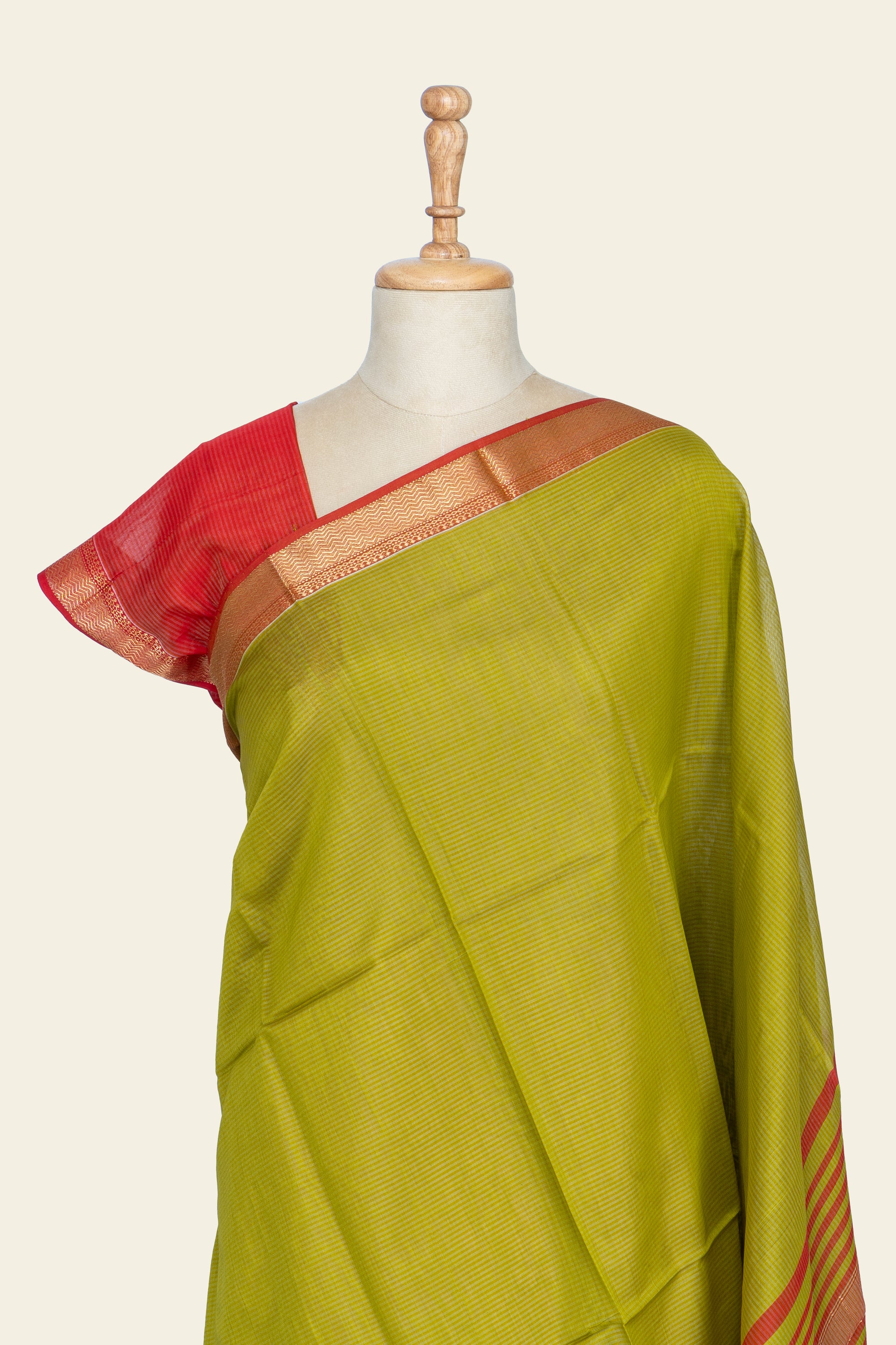 Light Green Dobby Design Maheshwari Silk Cotton Saree