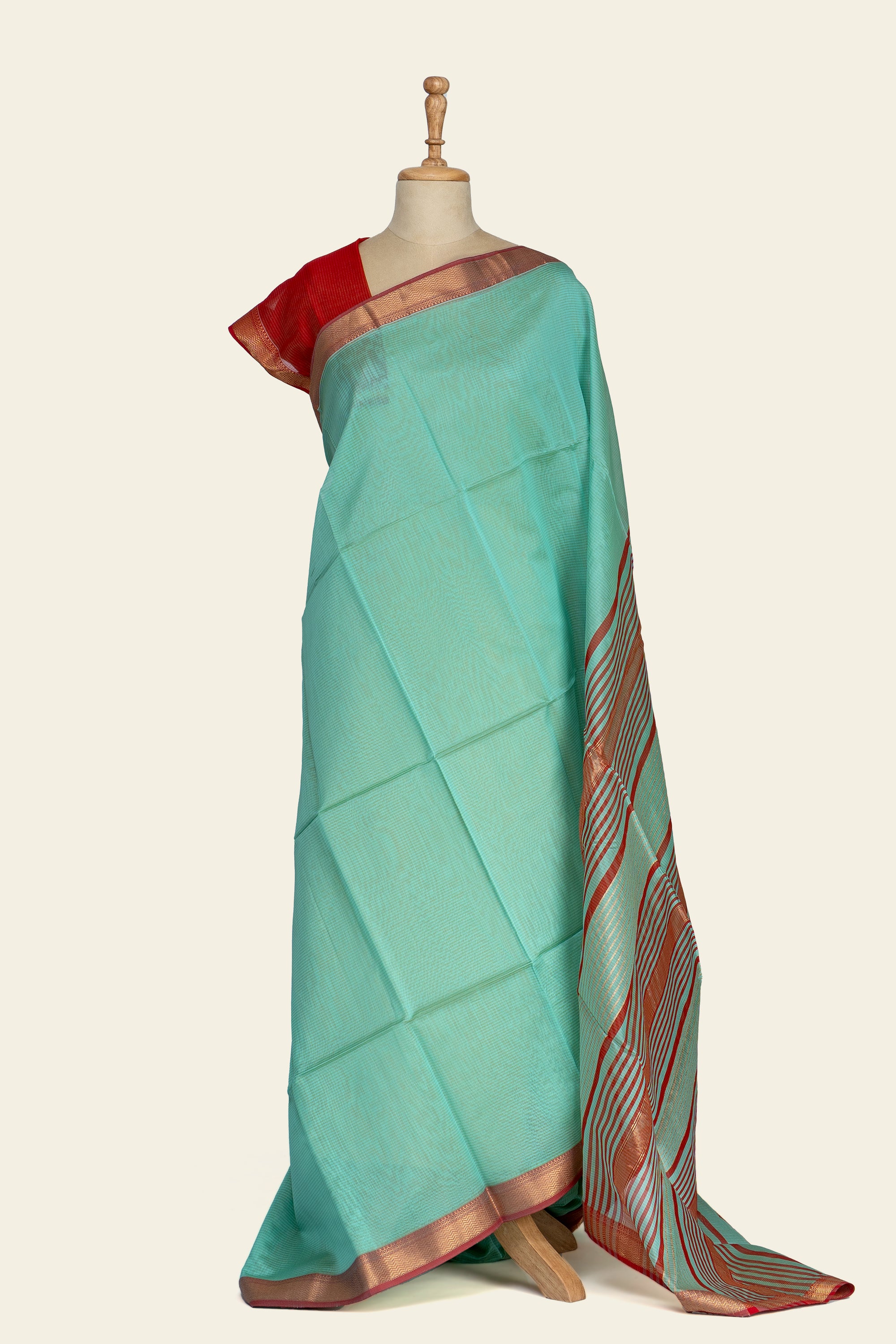 Ice Blue Dobby Design Maheshwari Silk Cotton Saree