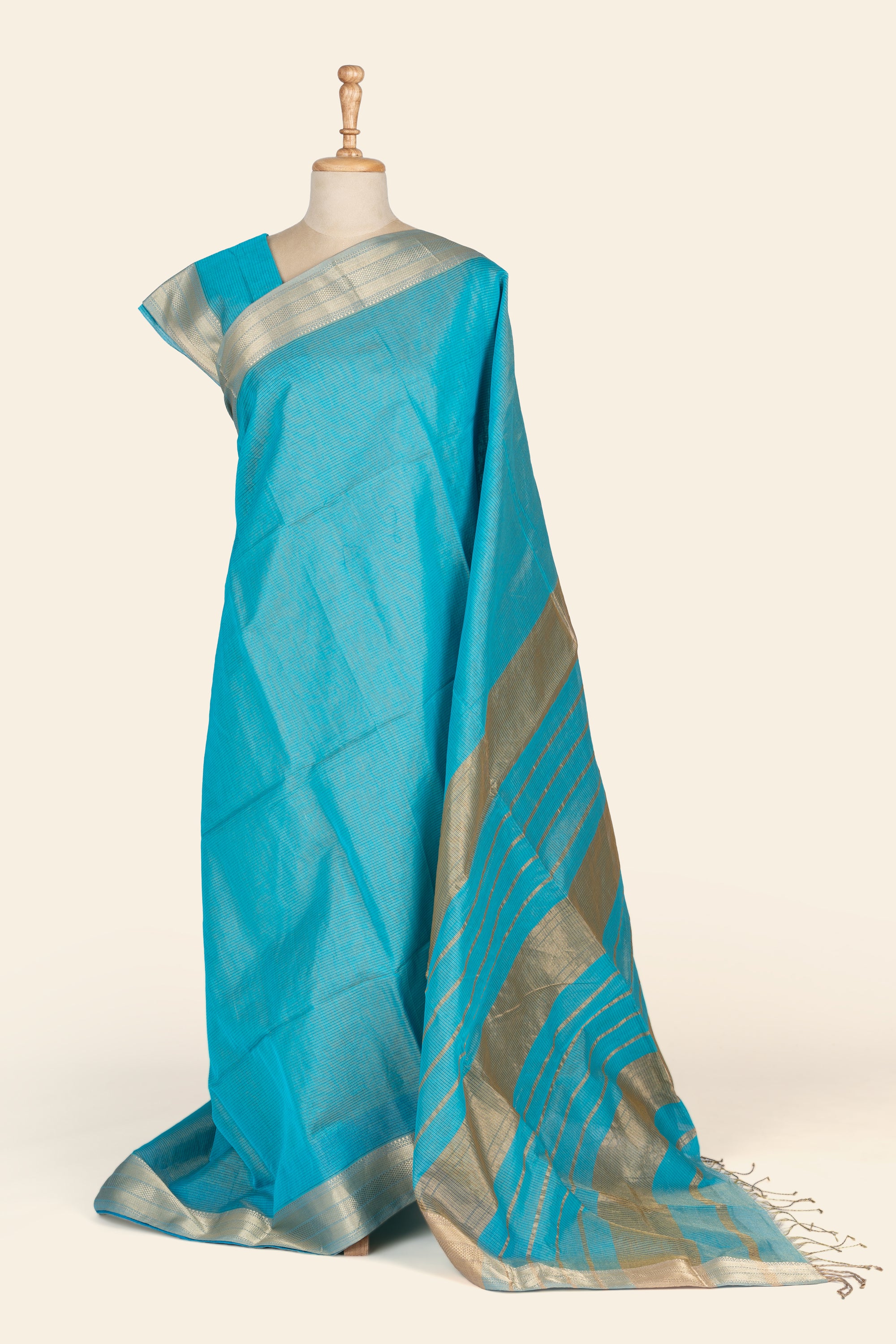 Blue Tissue Maheshwari Silk Cotton Saree