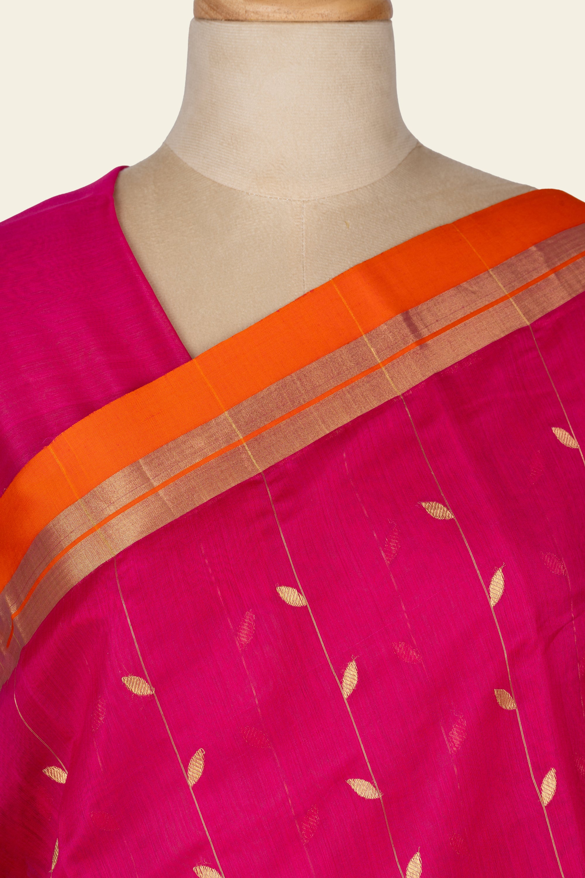 Bright Pink Chanderi Silk Cotton Saree