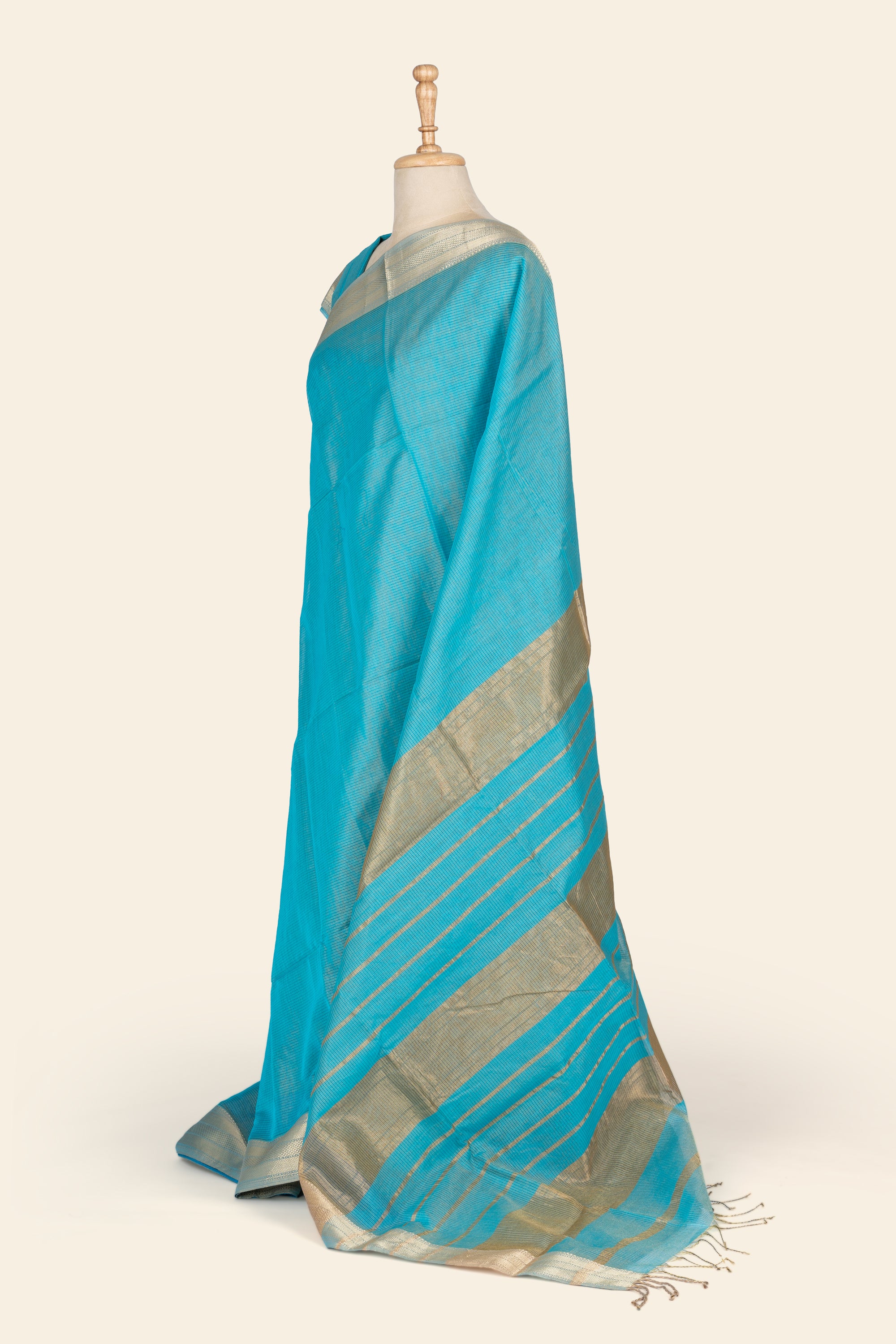 Blue Tissue Maheshwari Silk Cotton Saree