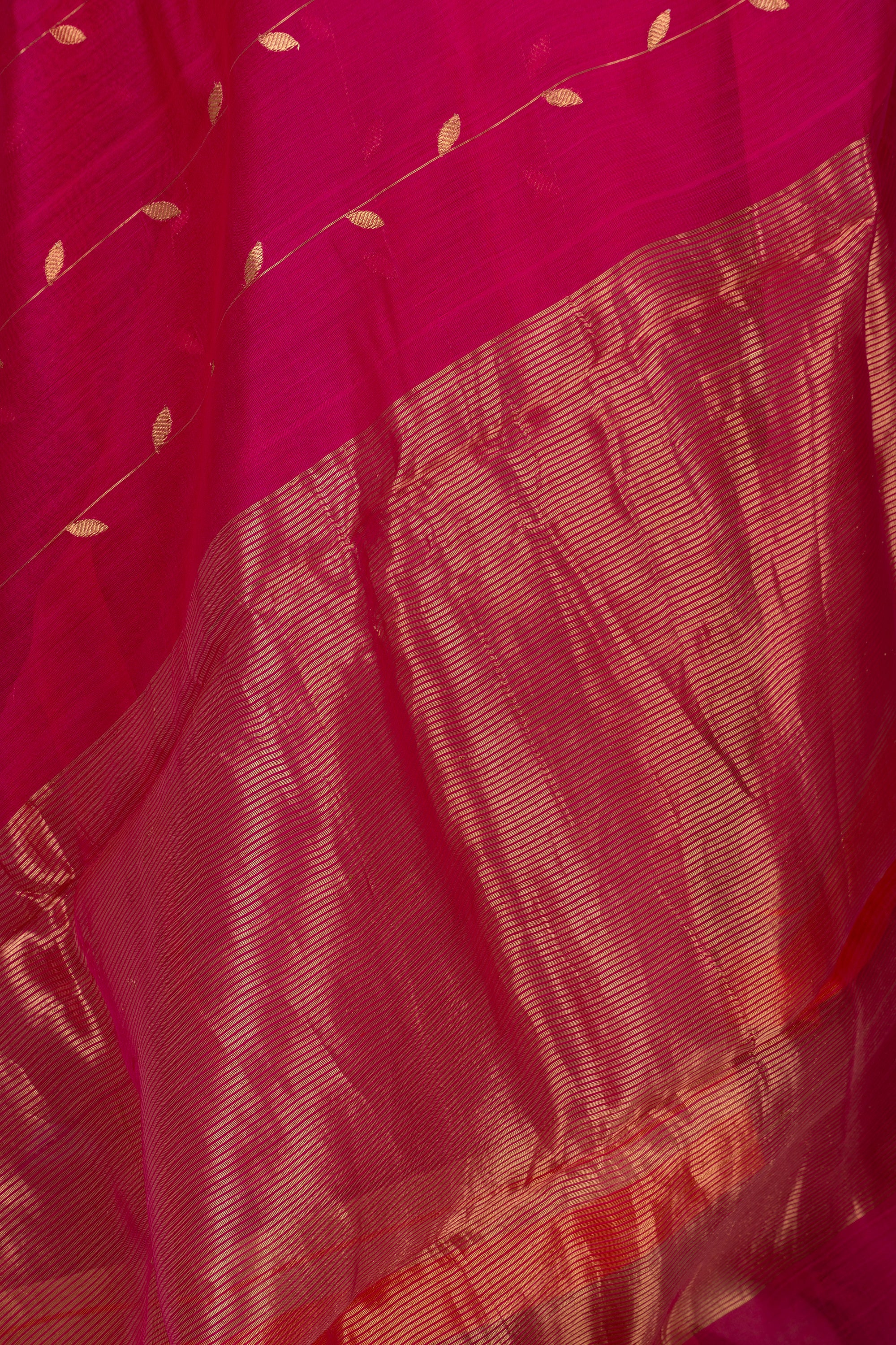 Bright Pink Chanderi Silk Cotton Saree
