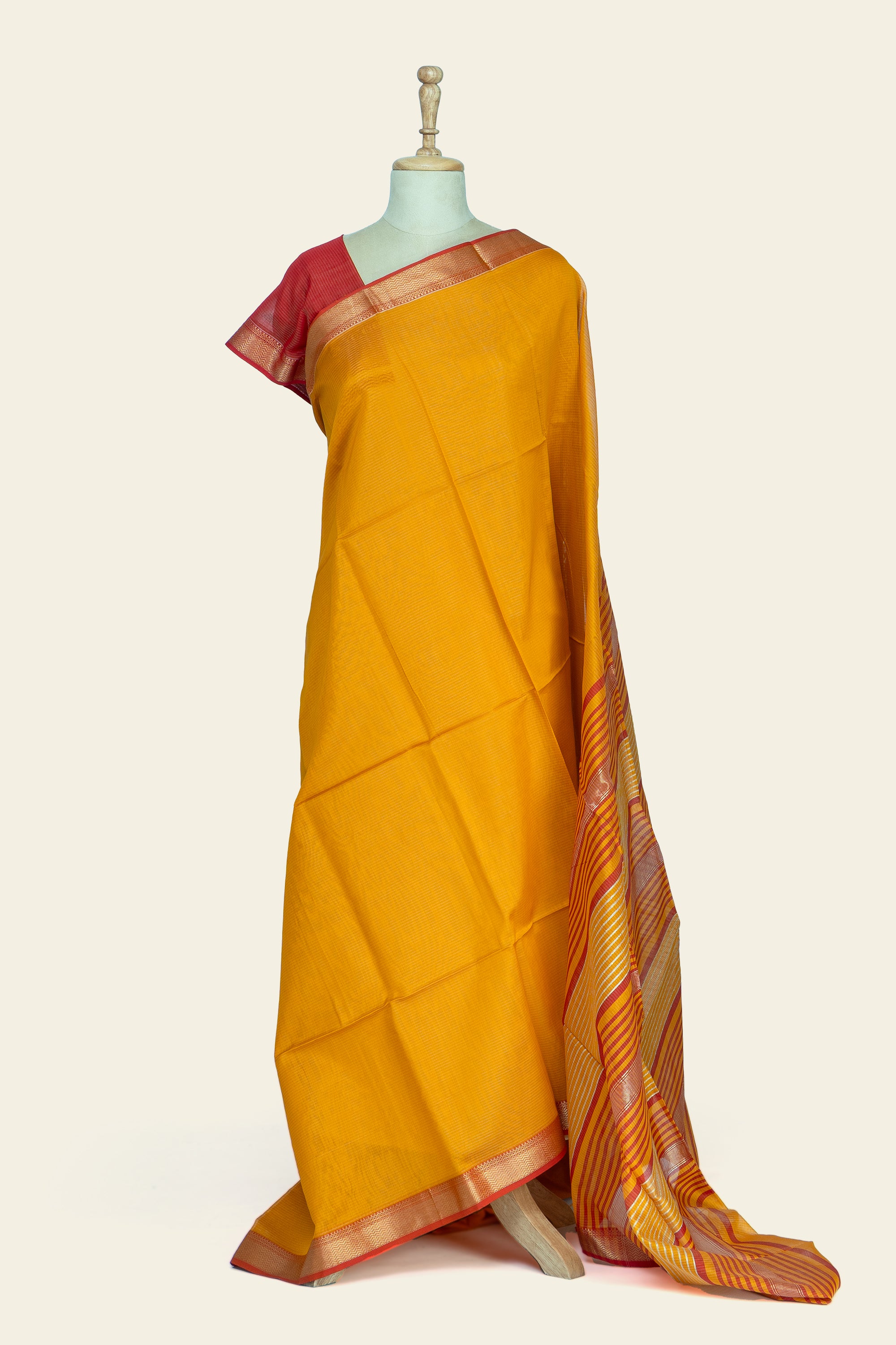 Orange Dobby Design Maheshwari Silk Cotton Saree