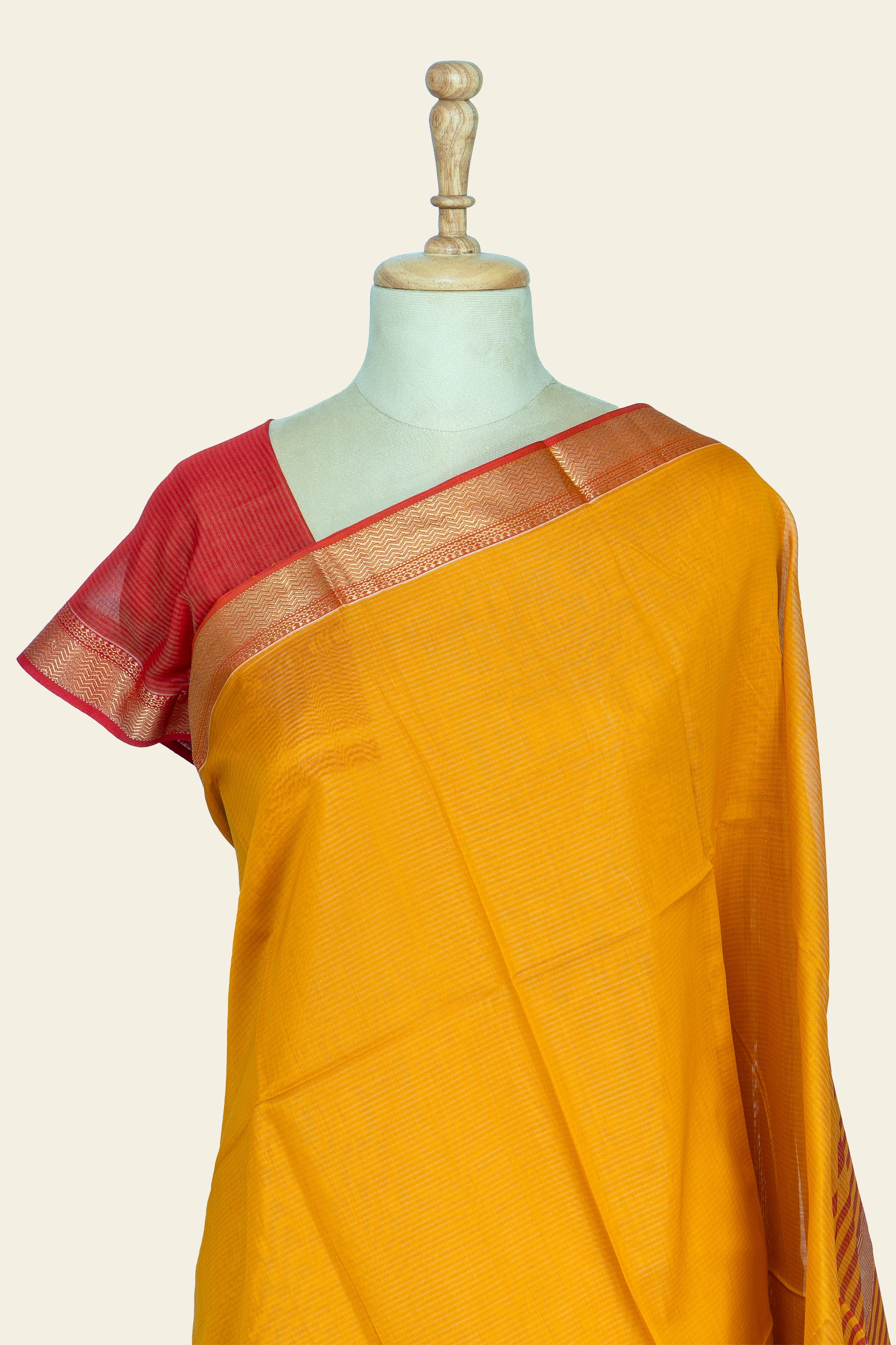 Orange Dobby Design Maheshwari Silk Cotton Saree