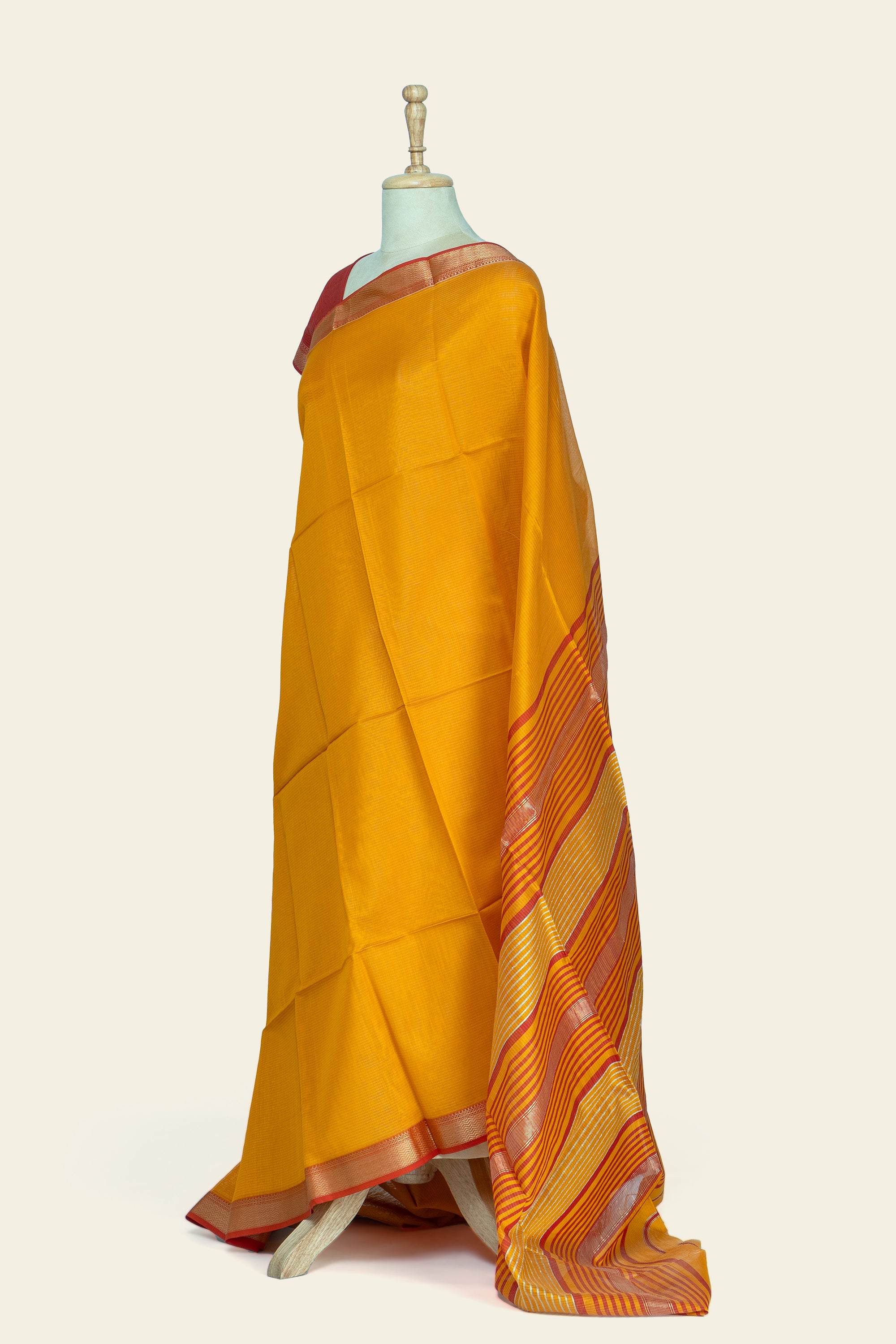 Orange Dobby Design Maheshwari Silk Cotton Saree