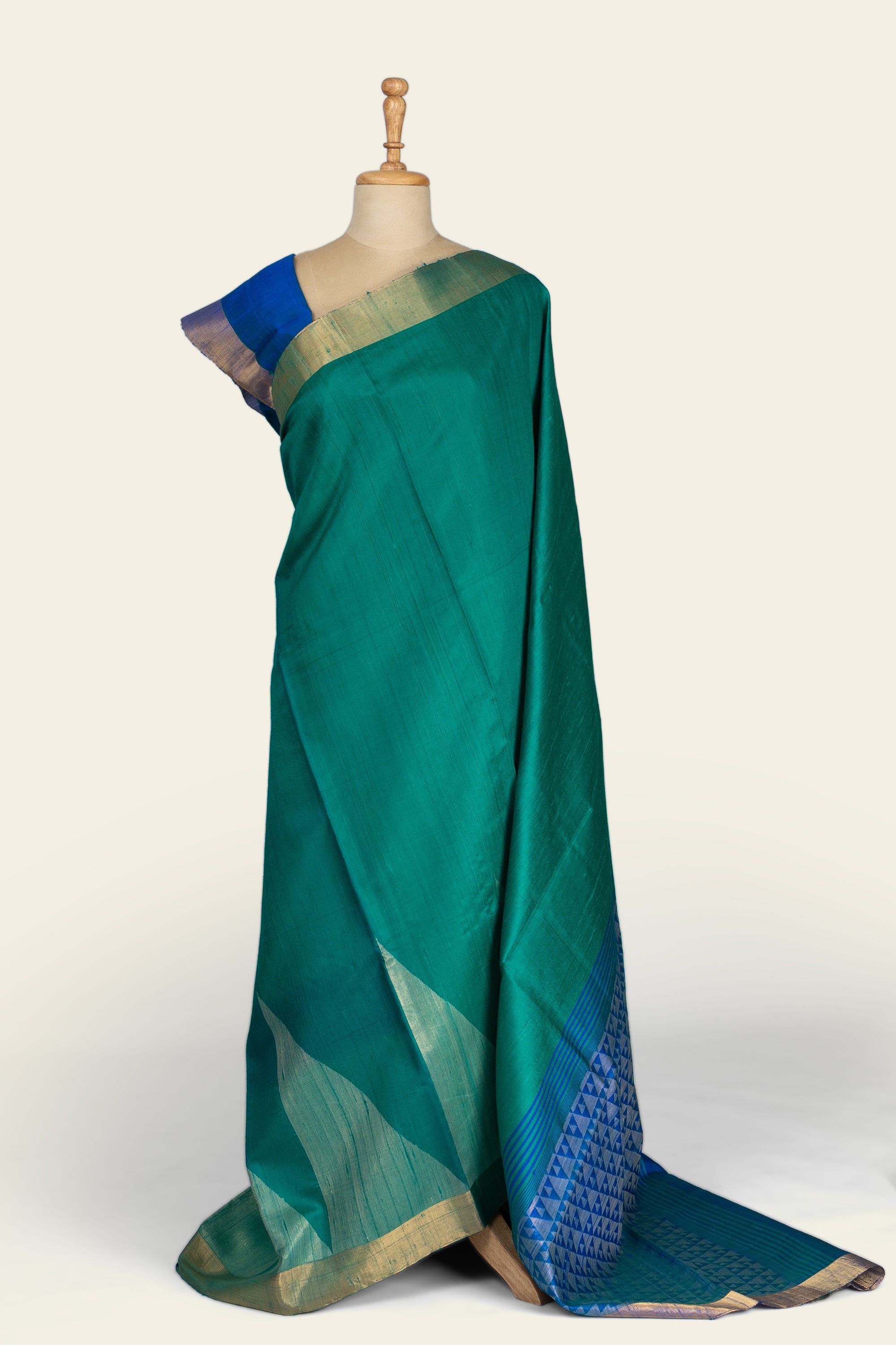 Emarald Green Chhattisgarh Raw Silk Saree