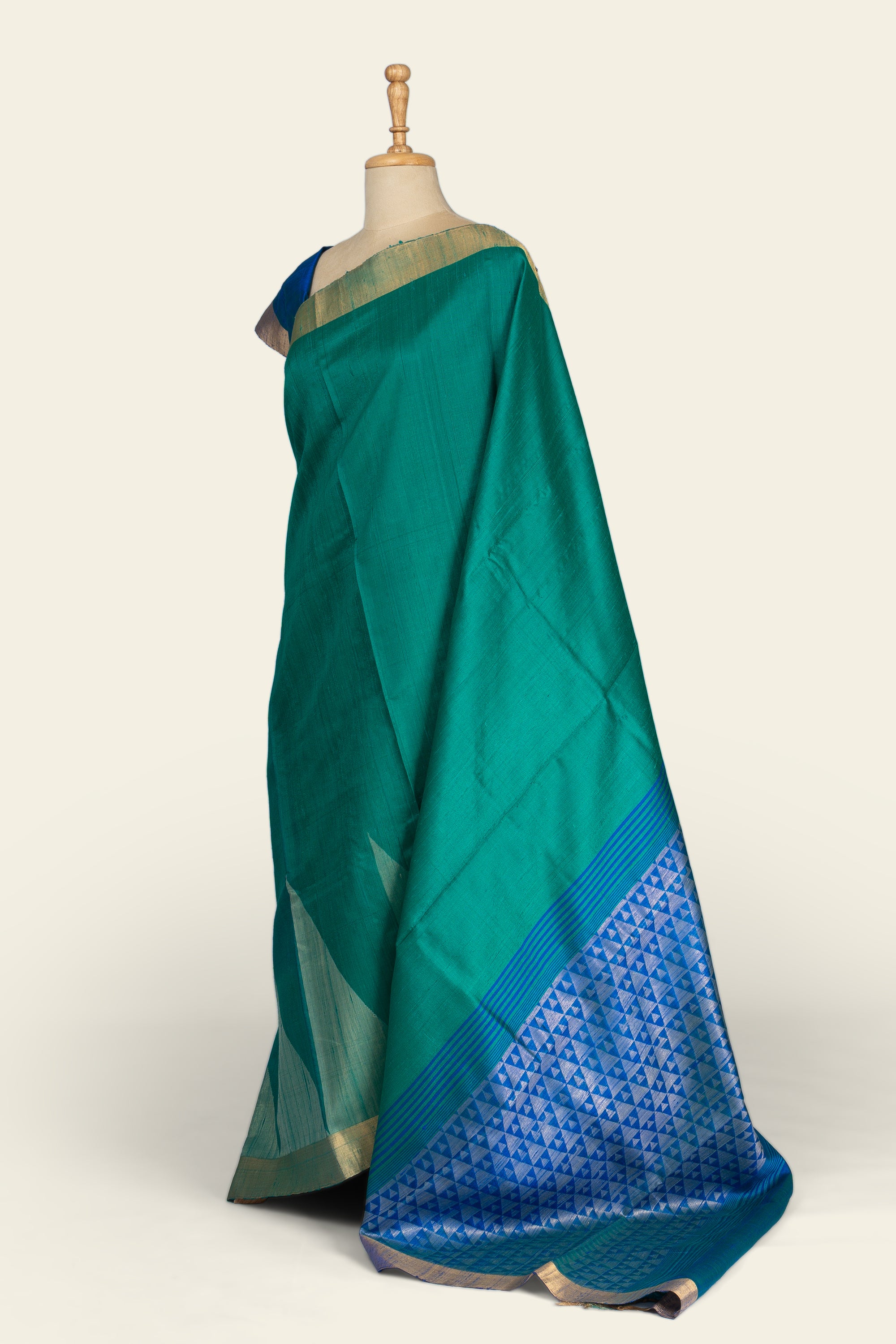 Emarald Green Chhattisgarh Raw Silk Saree