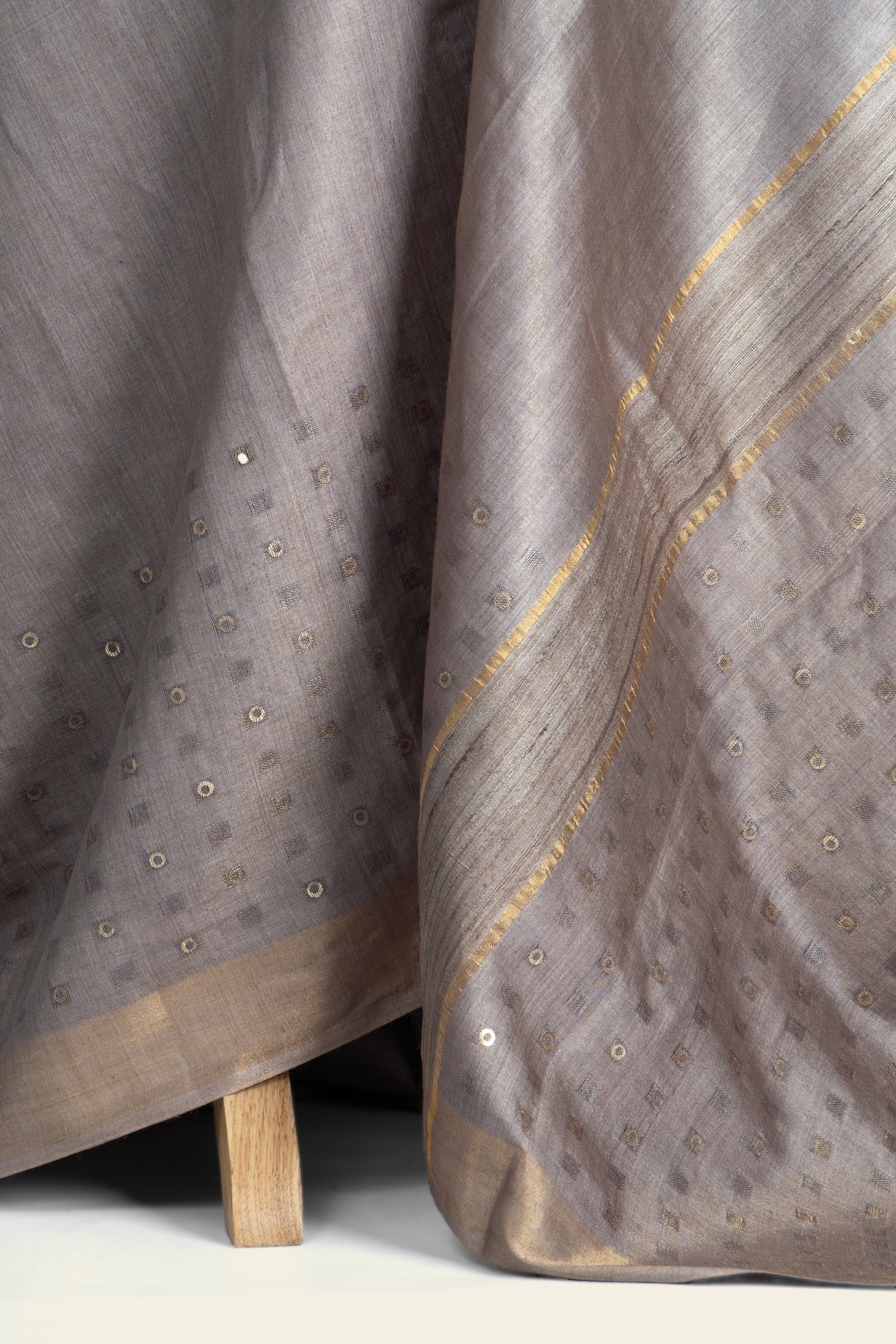 Steel Grey Sequins Chhattisgarh Pure Tussar Silk Saree