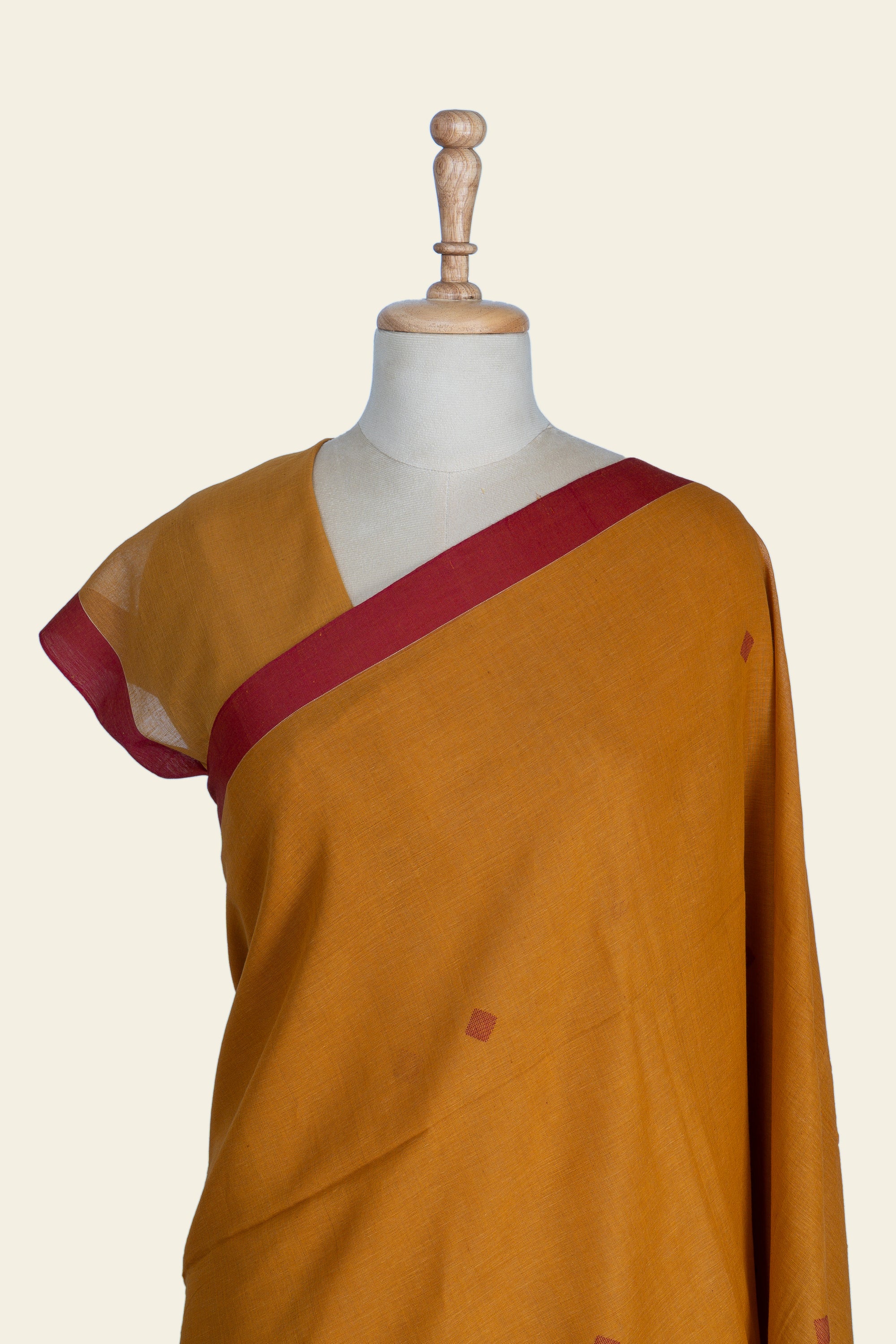 Sunrise orange Handwoven Jamdani Bengal Cotton Saree