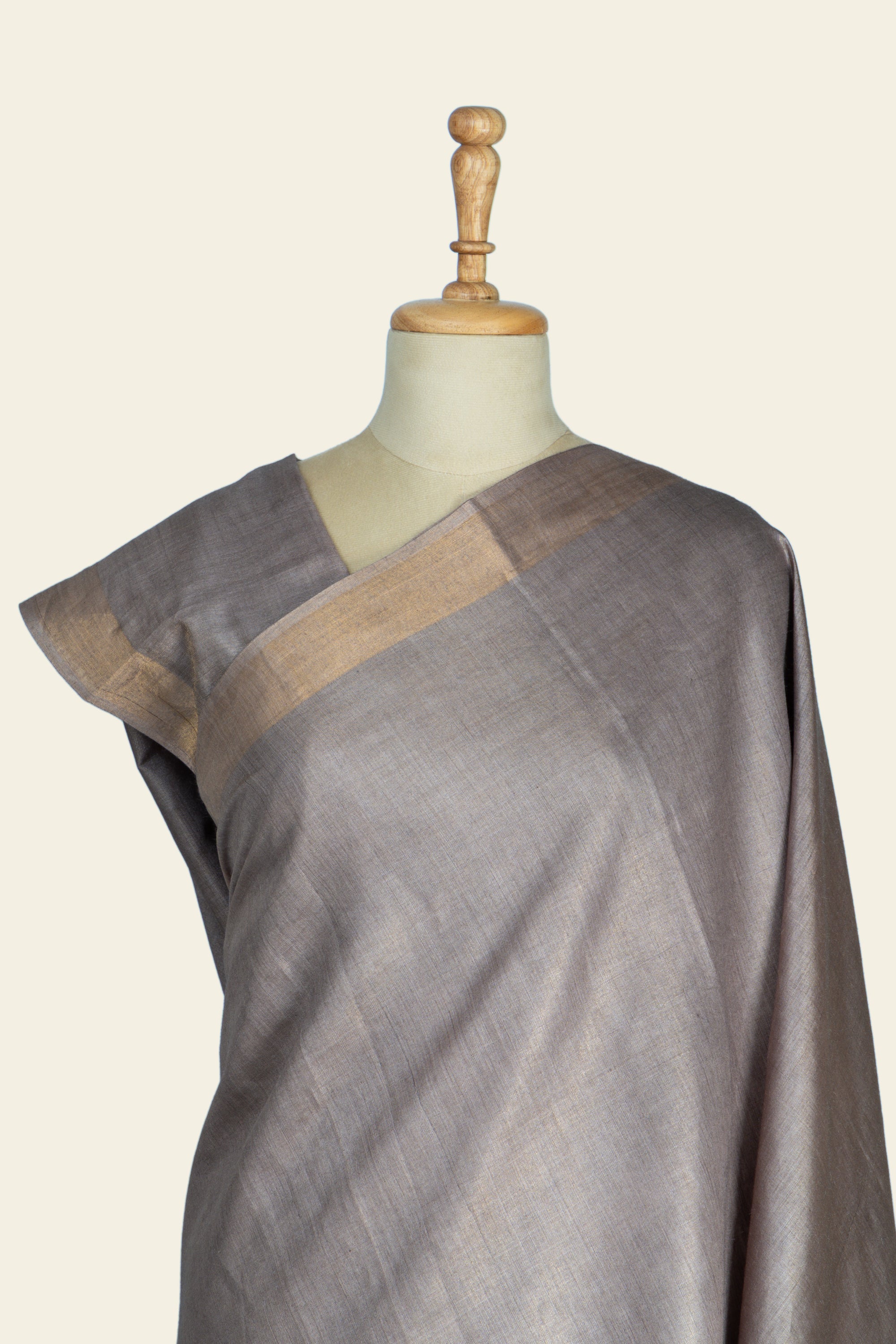 Steel Grey Sequins Chhattisgarh Pure Tussar Silk Saree
