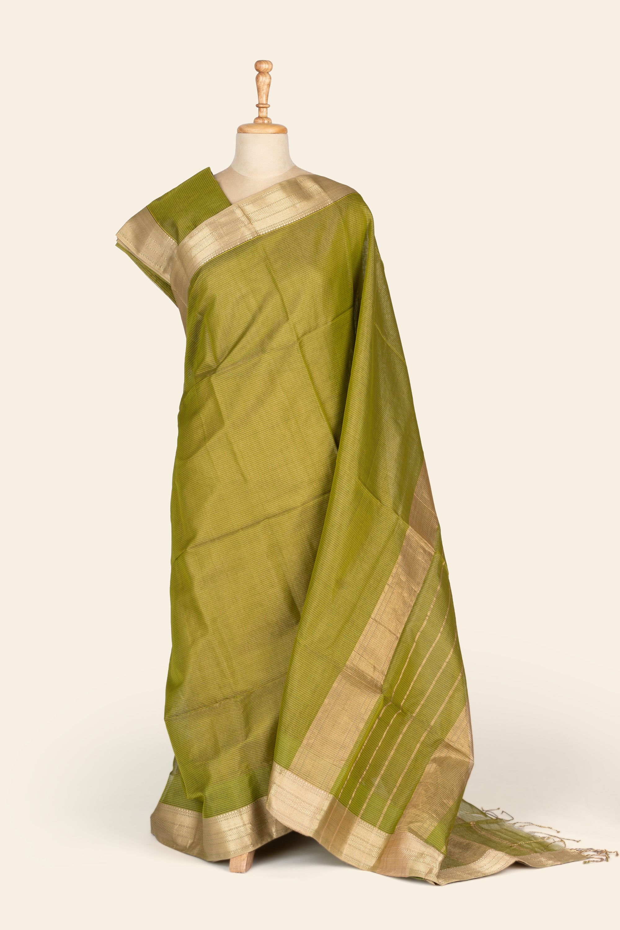 Green Tissue Maheshwari Silk Cotton Saree