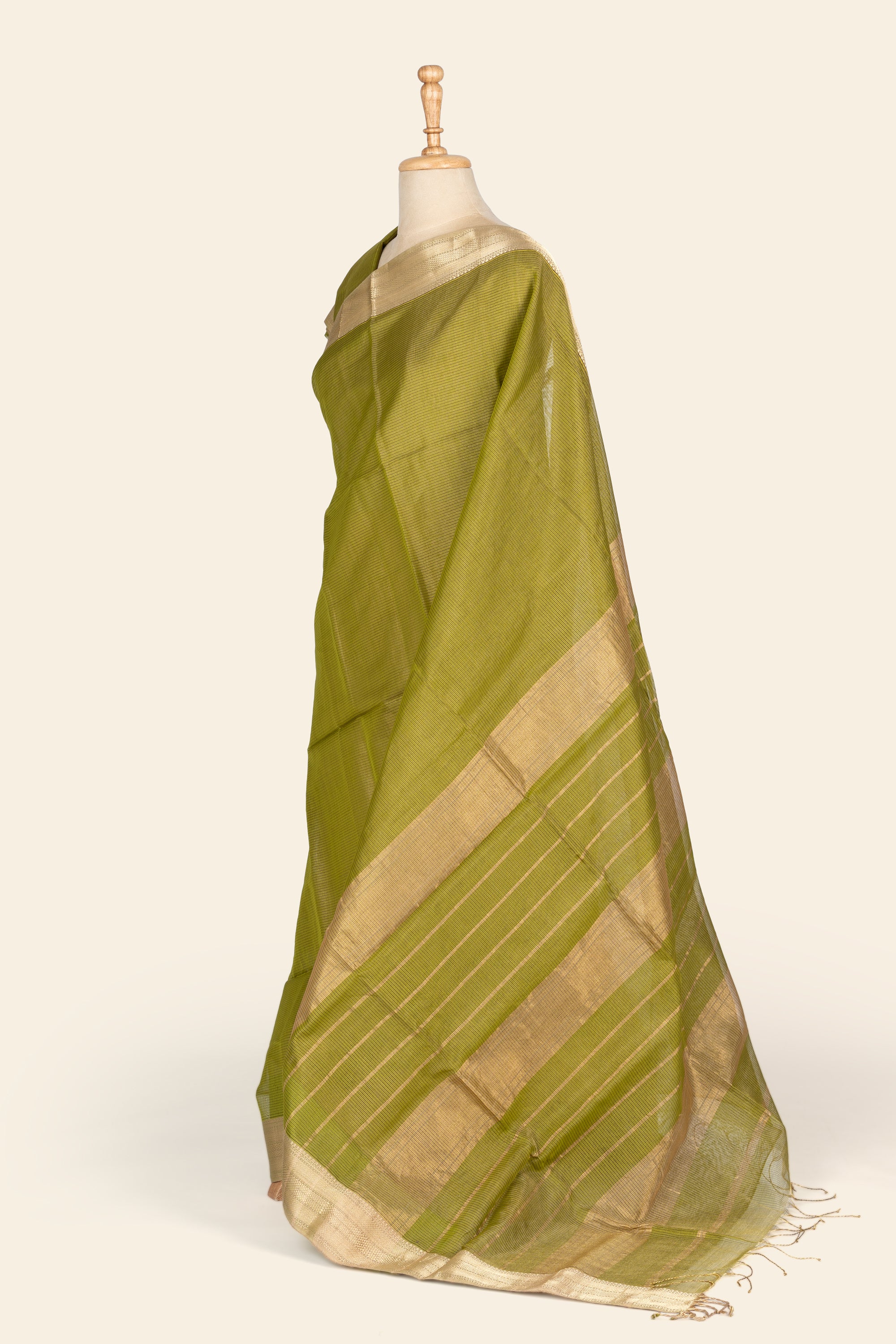 Green Tissue Maheshwari Silk Cotton Saree