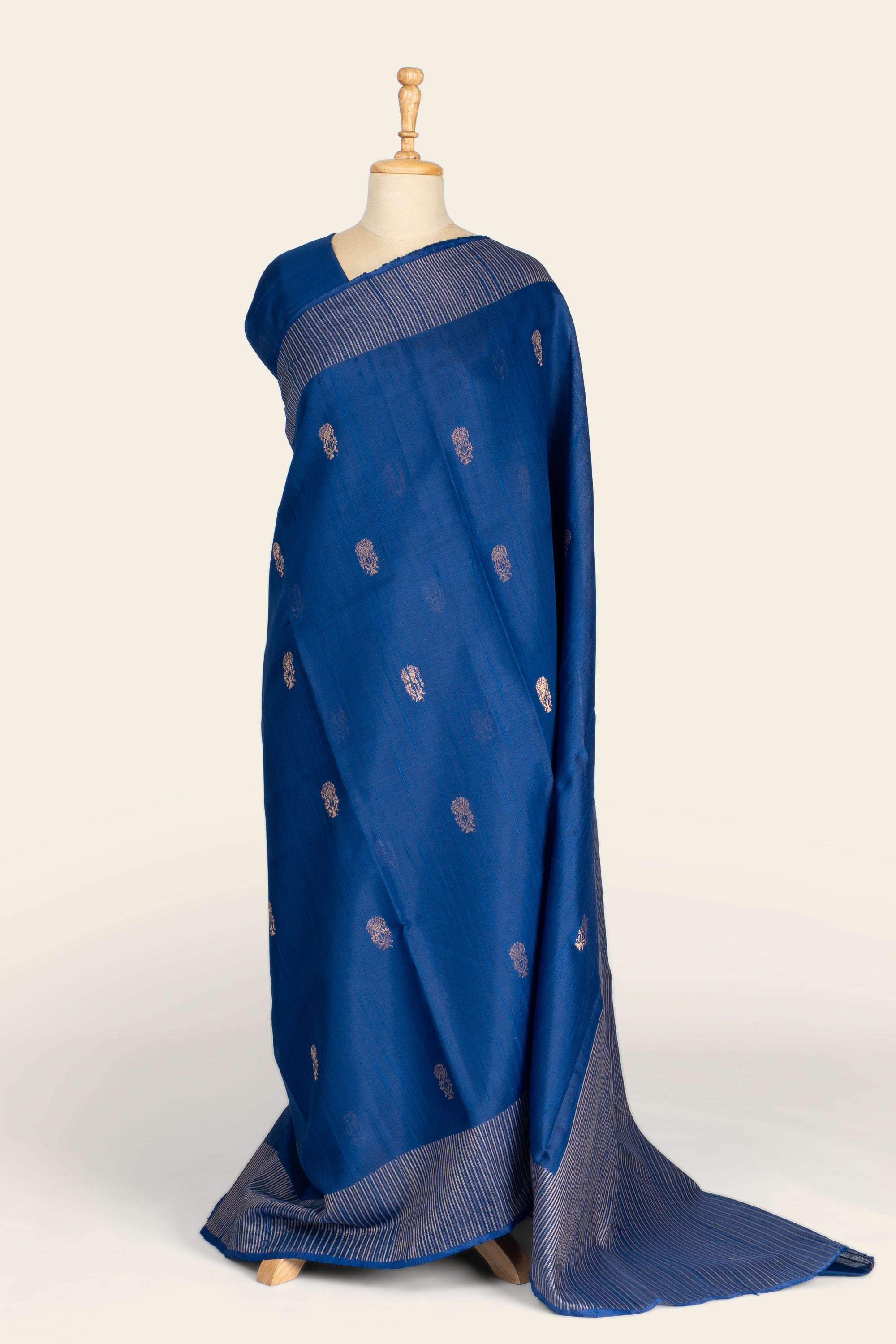 Deep Blue Chhattisgarh Raw Silk Saree