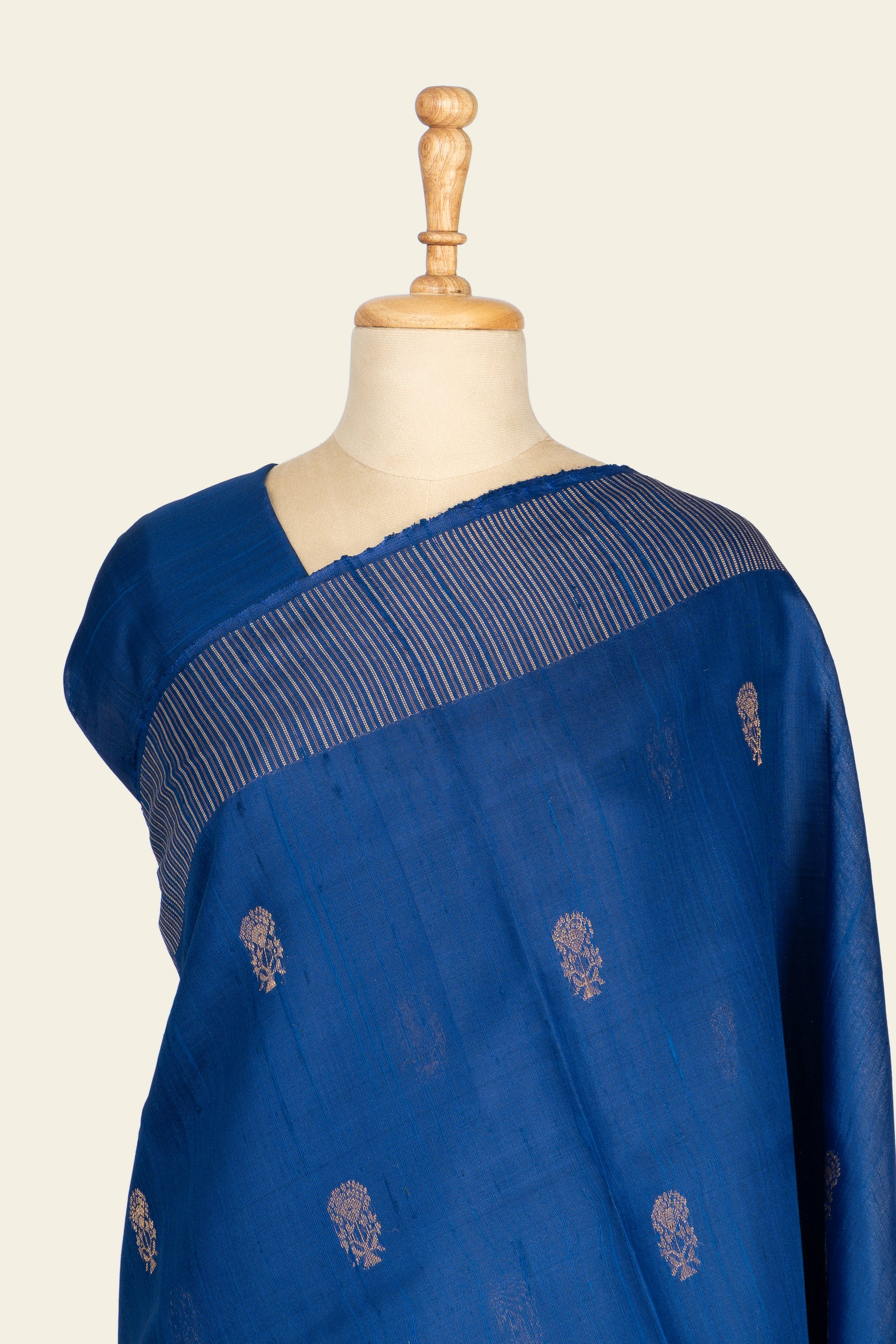 Deep Blue Chhattisgarh Raw Silk Saree