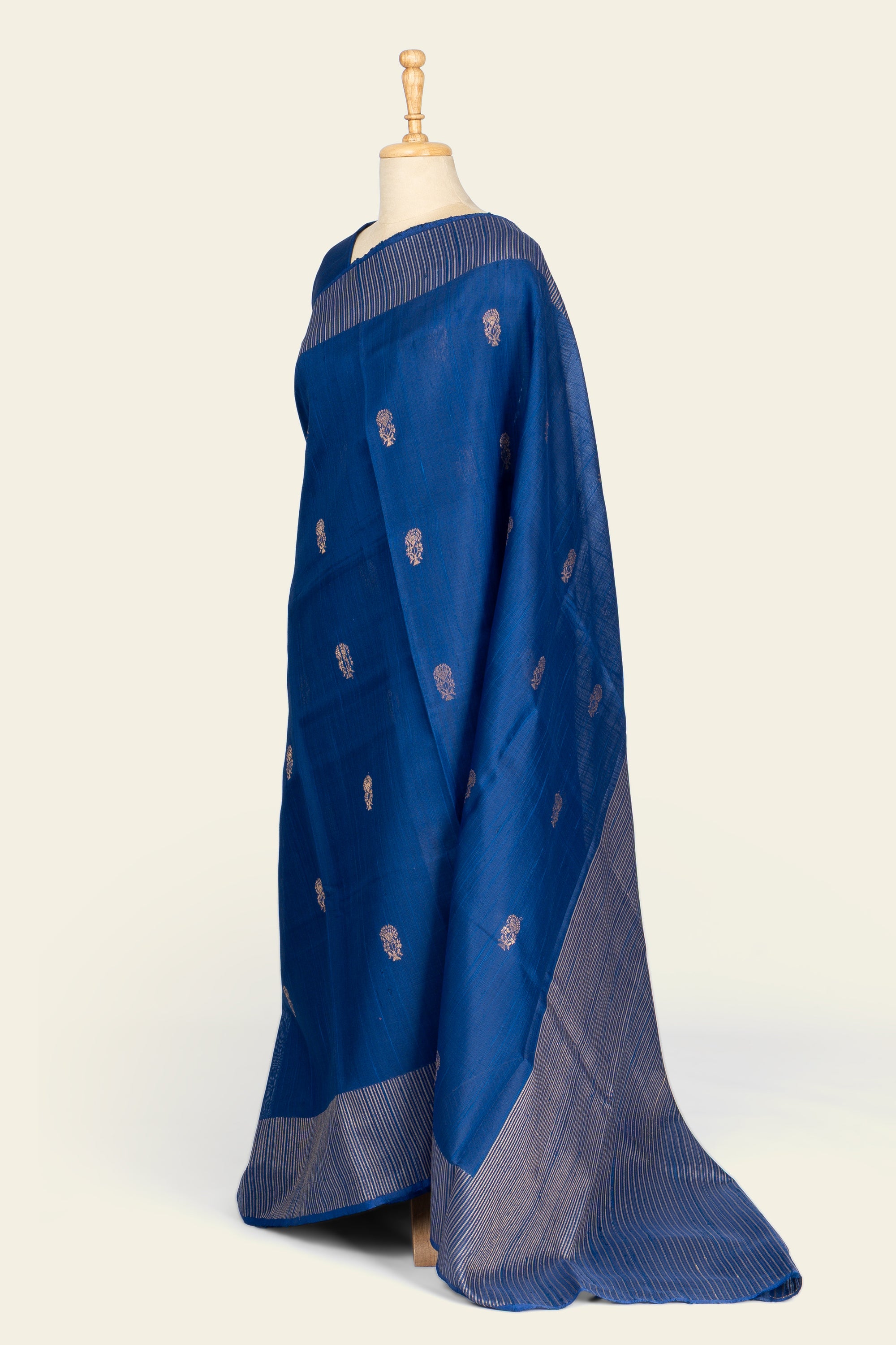 Deep Blue Chhattisgarh Raw Silk Saree